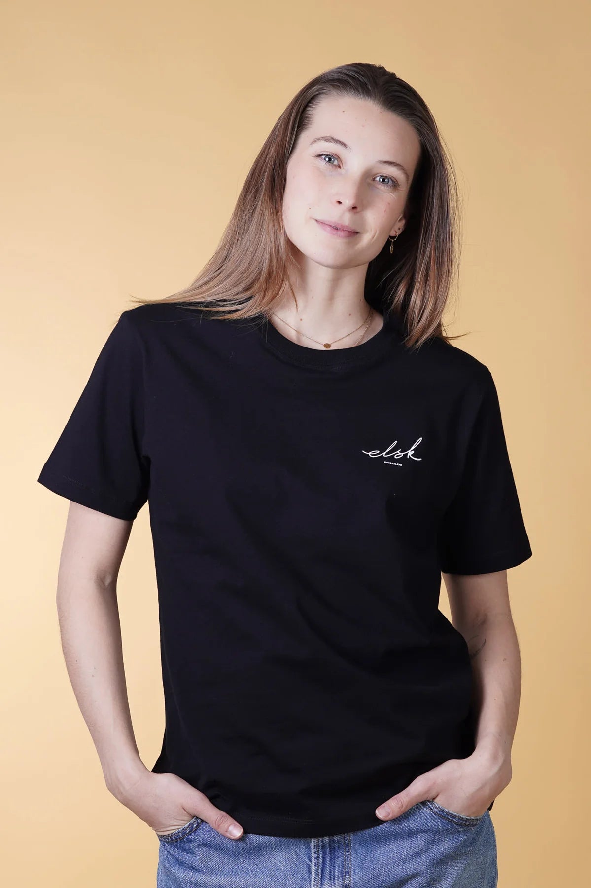 Signiertes Basic-Freizeit-T-Shirt für Damen