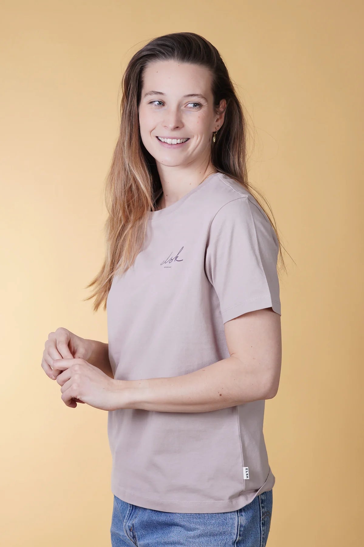 Signiertes Basic-Freizeit-T-Shirt für Damen