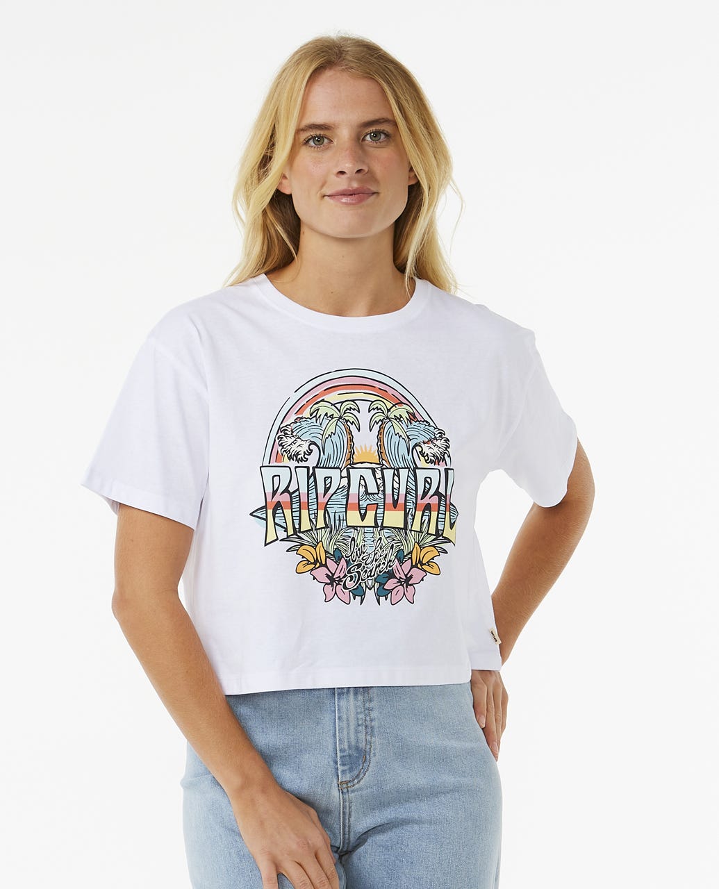 Kurzärmliges T-Shirt mit Block-Party-Crop