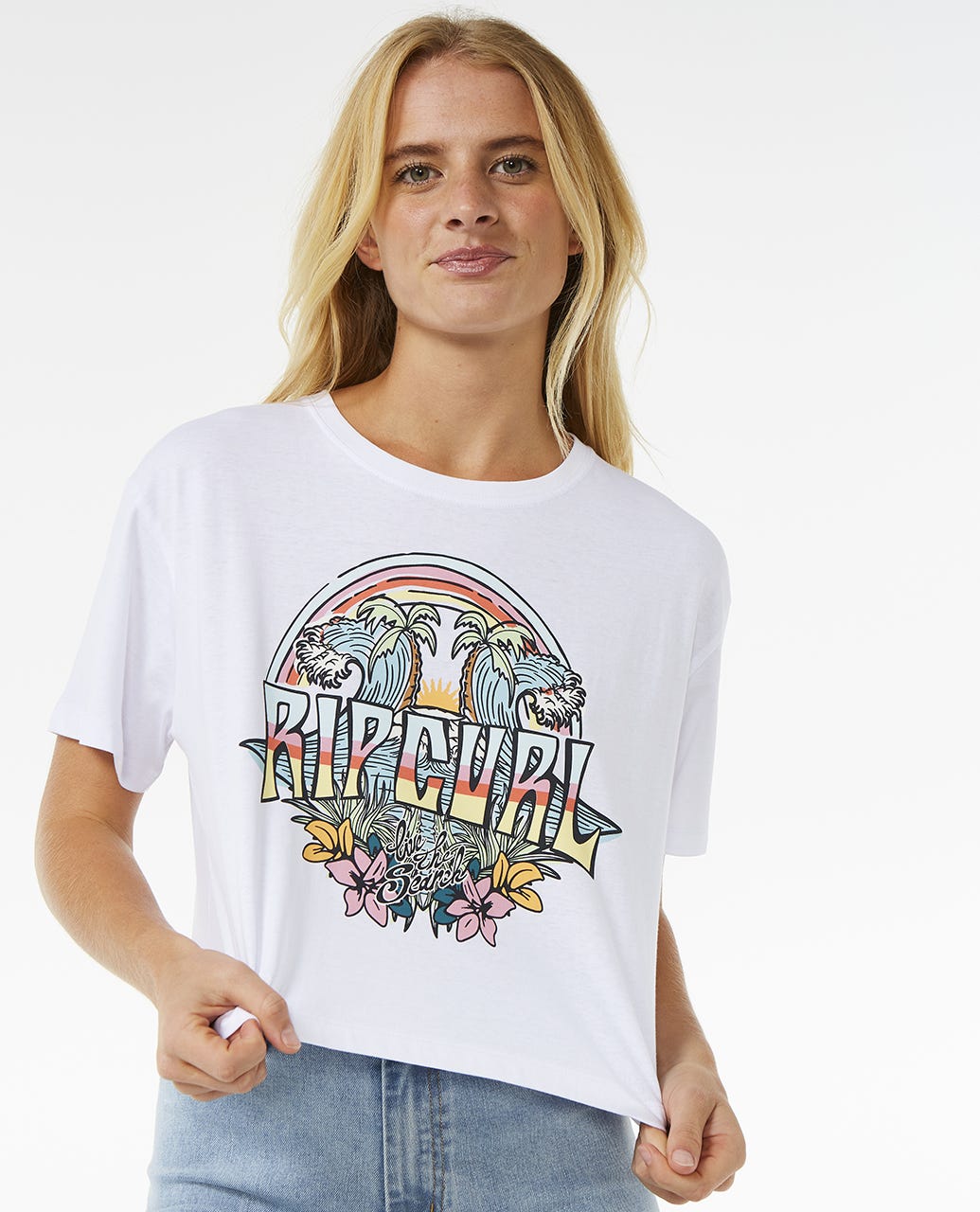 Kurzärmliges T-Shirt mit Block-Party-Crop