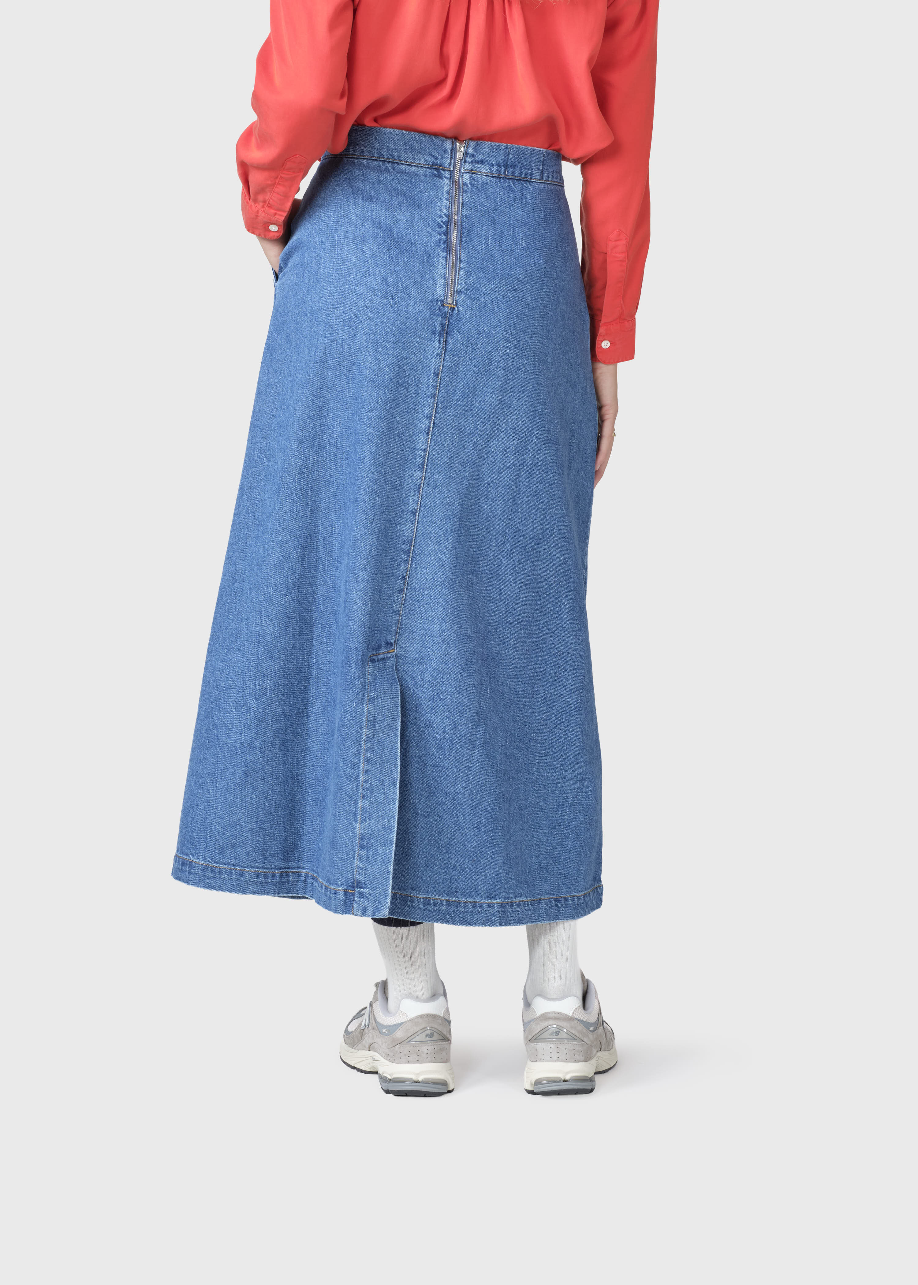 Amber Denim Skirt - Light Blue Stonewash