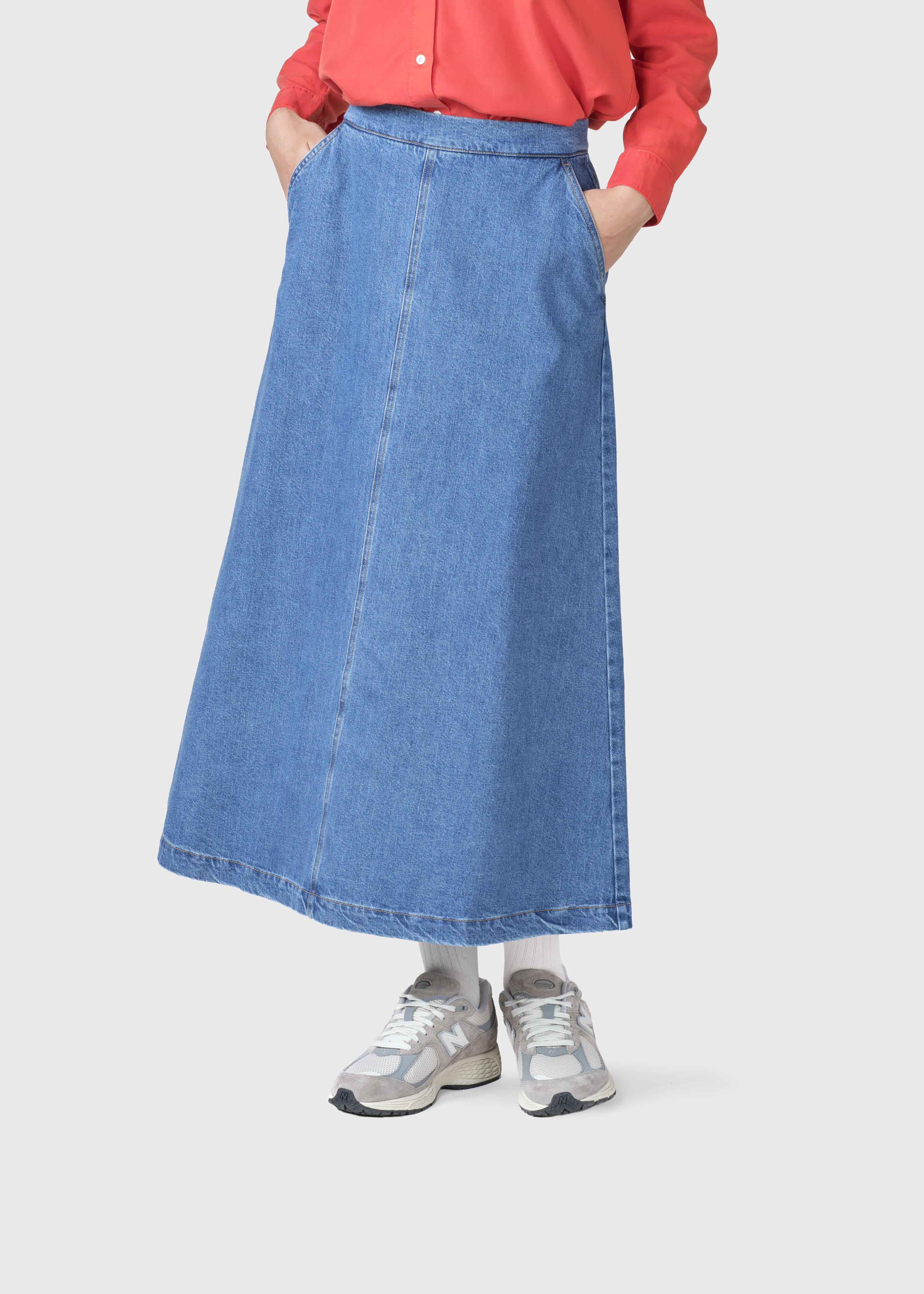 Amber Denim Skirt - Light Blue Stonewash