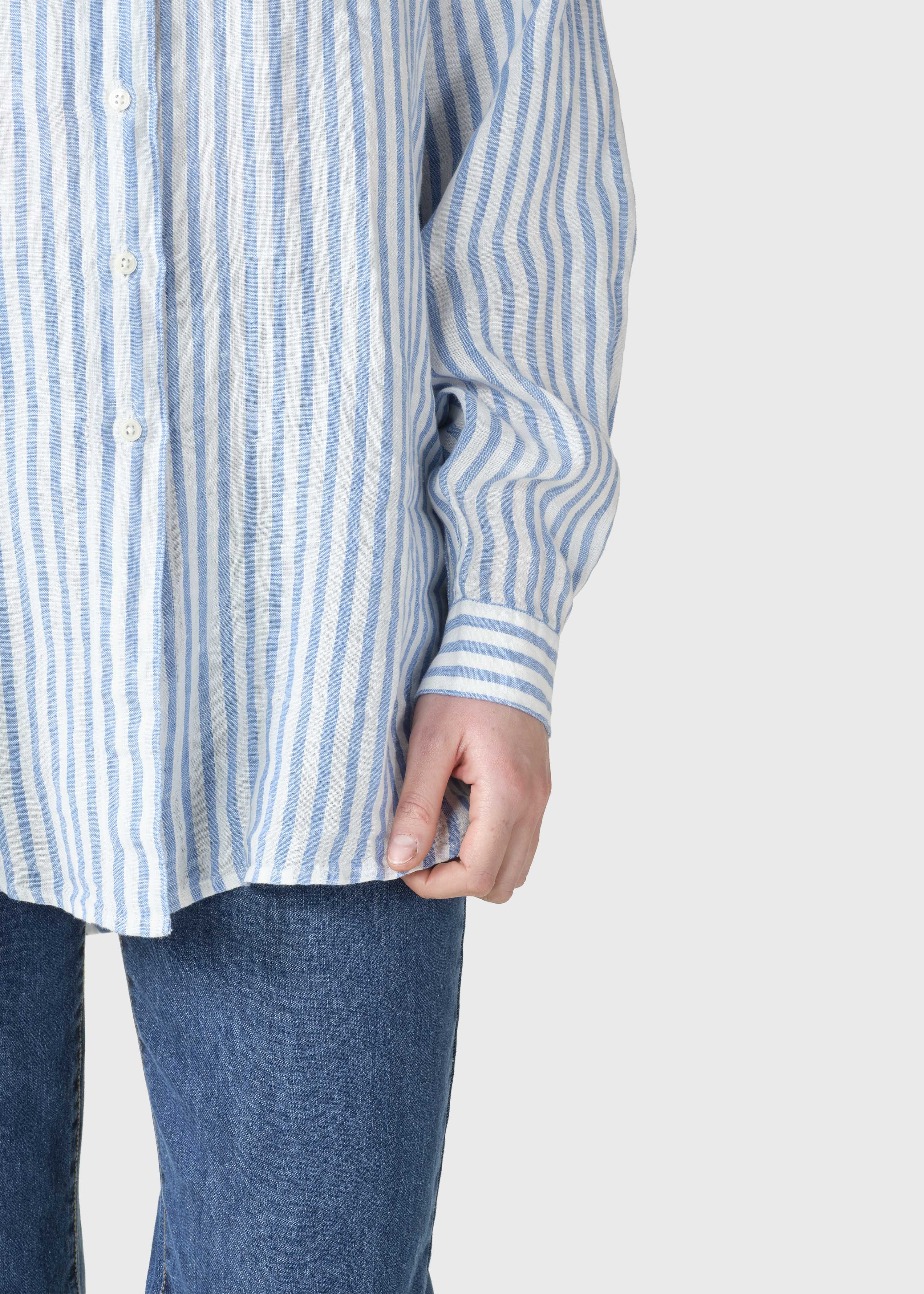 Belinda Linen Shirt - Cream/light Blue