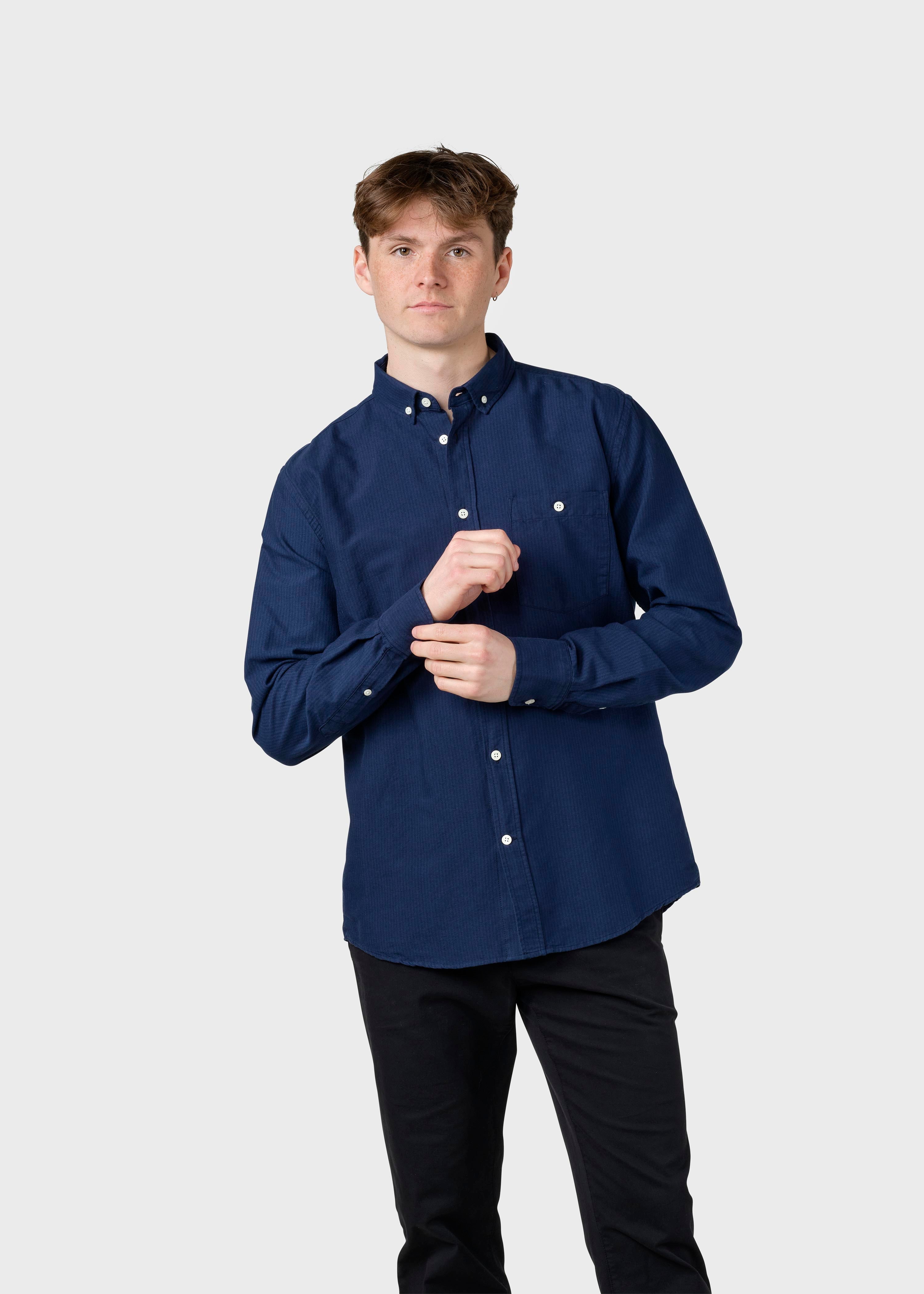 Benjamin Striped Shirt - White/navy/ocean Overdye