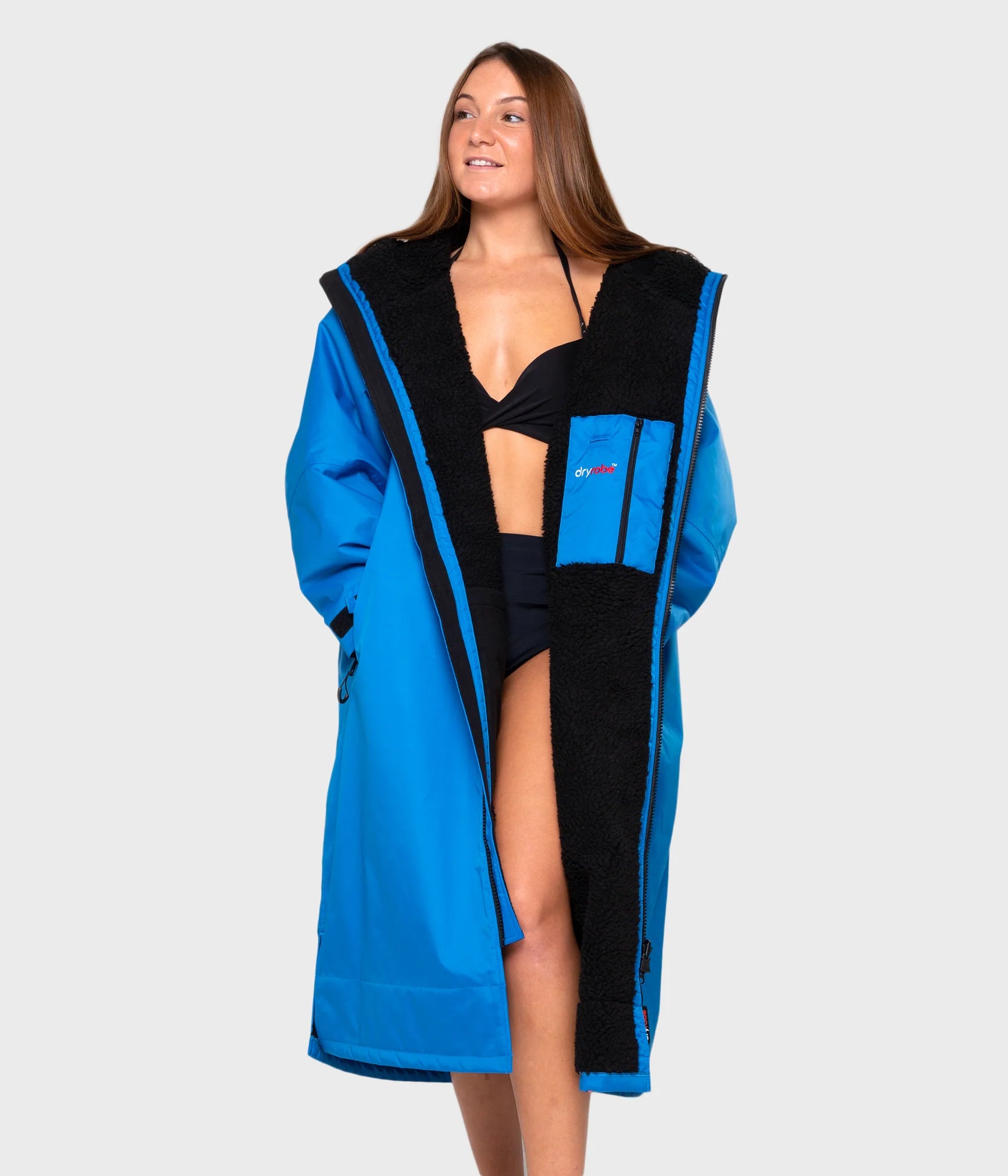 Dryrobe advance long sleeve poncho | adults | black cobalt blue black - recycled