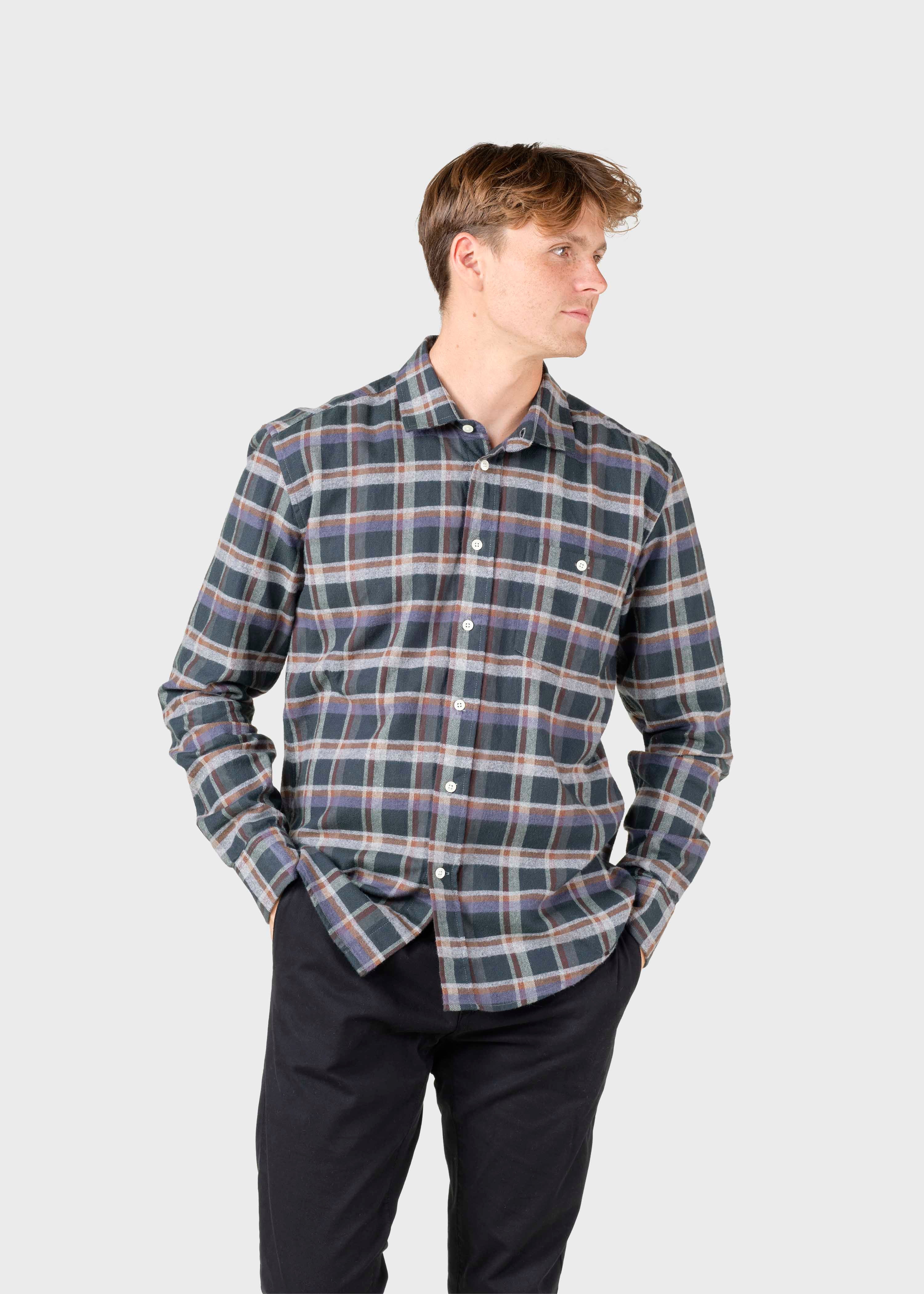 Eddie Shirt - Moss Green/grey/navy