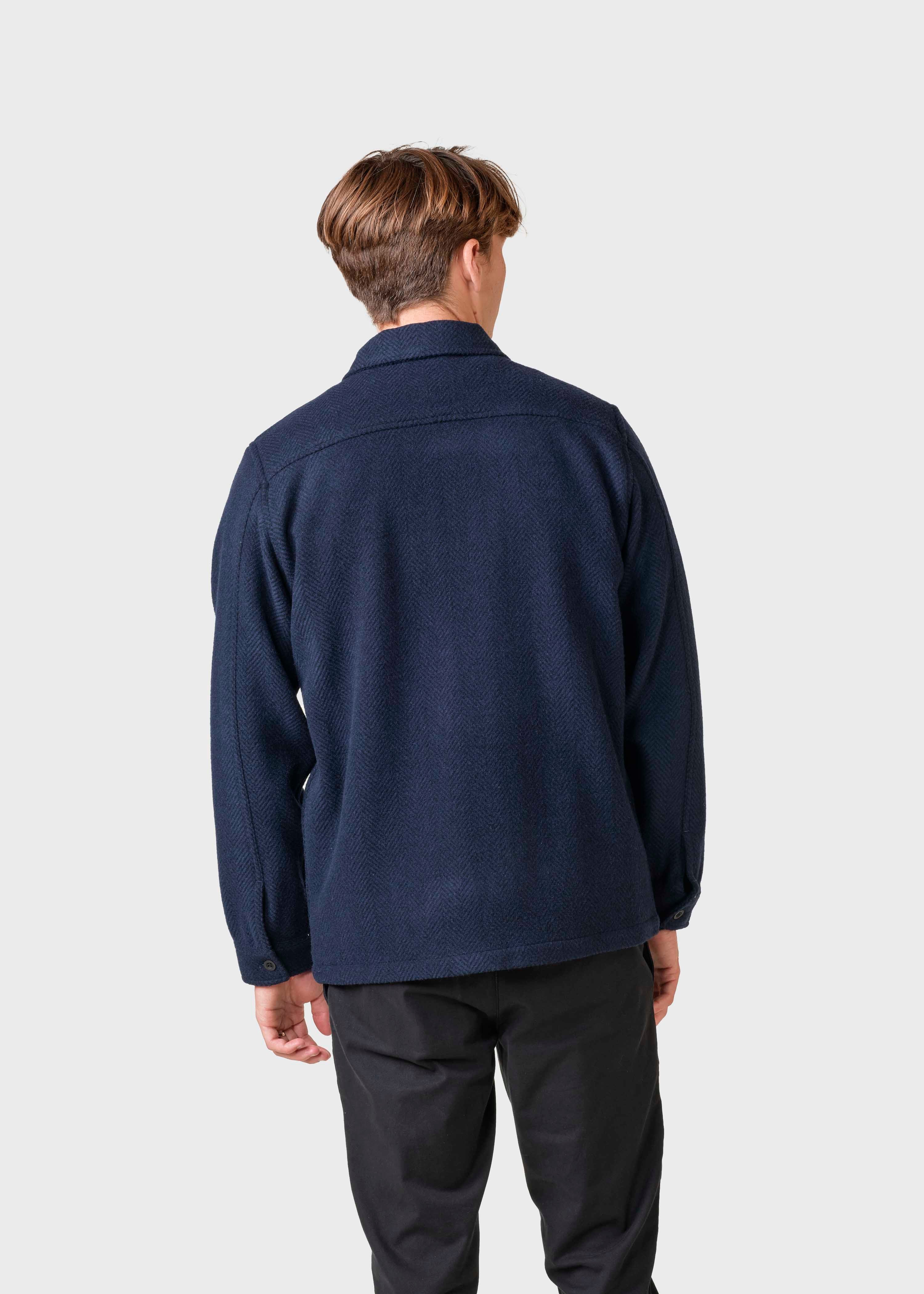 Hans Herringbone Overshirt - Navy/black
