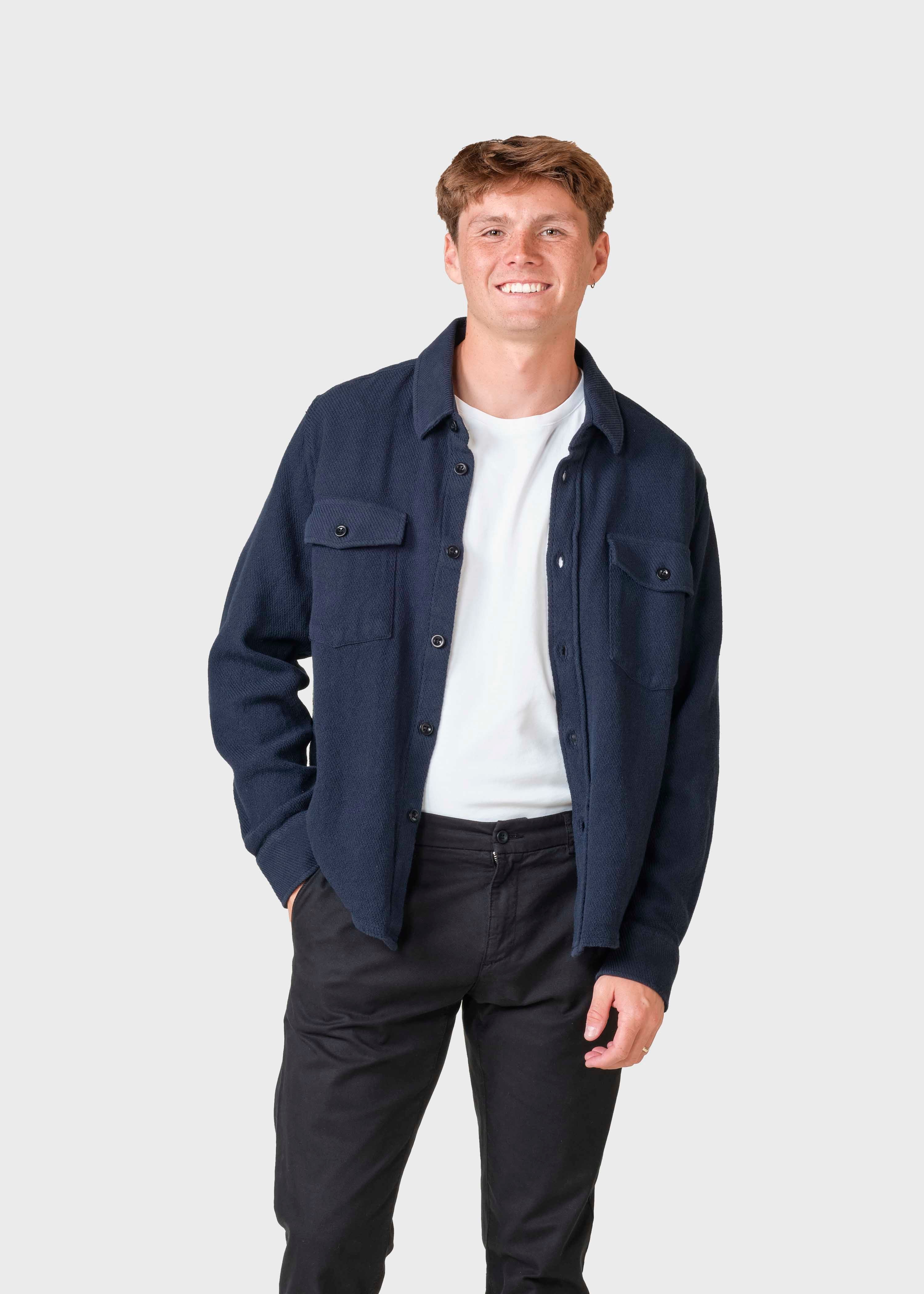 Jeremy Solid Overshirt - Navy