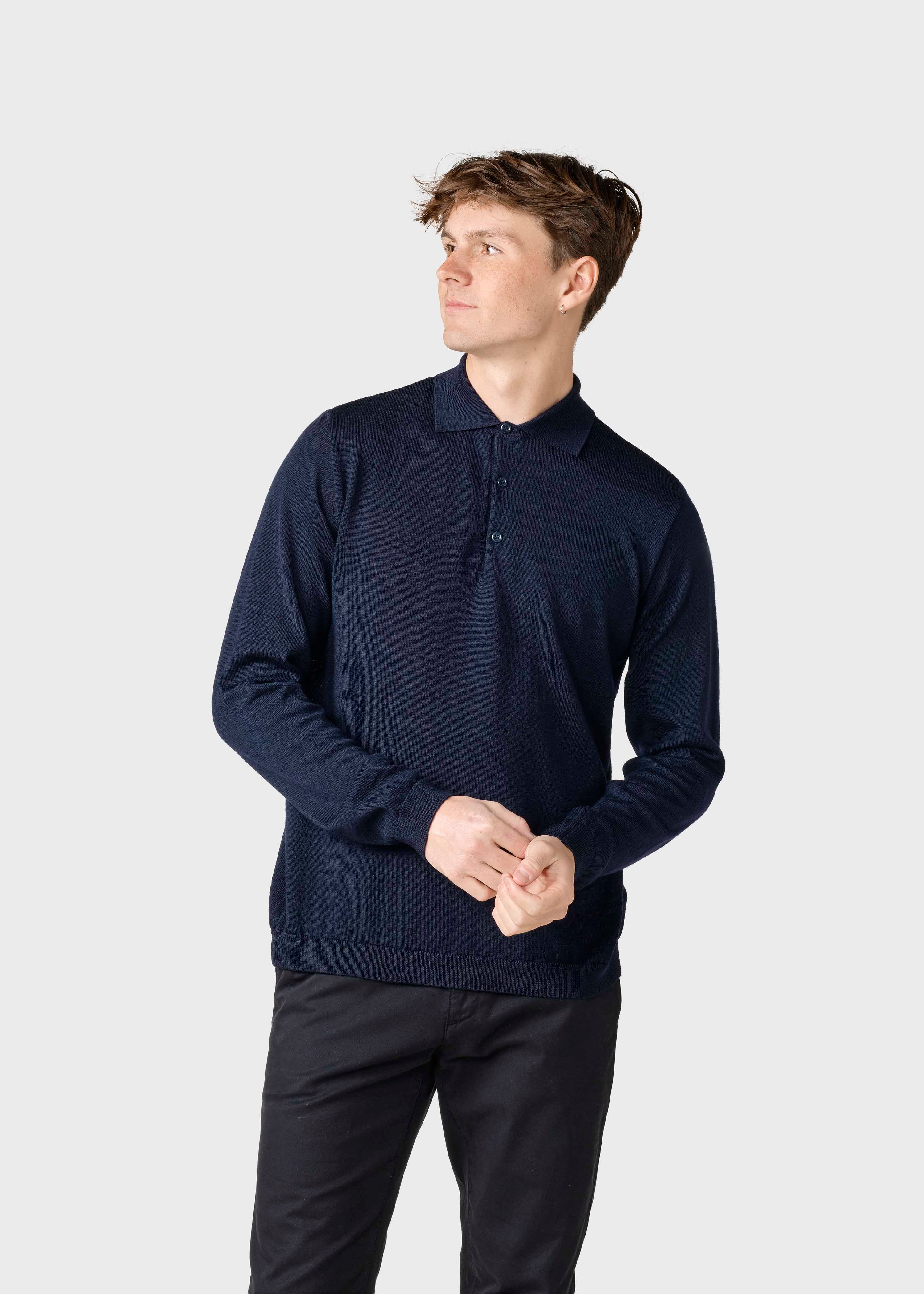 L/s Knit Polo - Navy