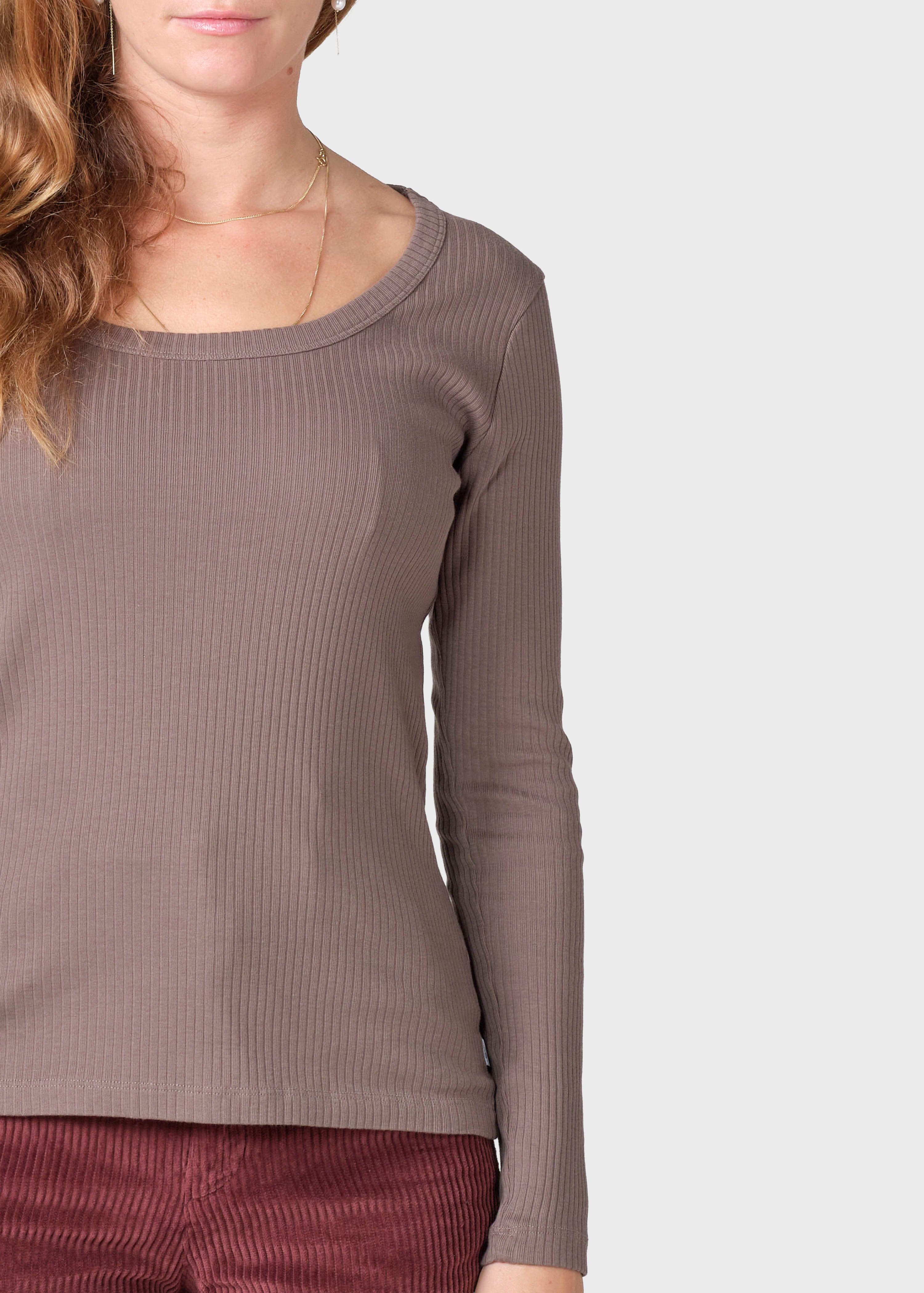 L/s Rib Tee - Taupe