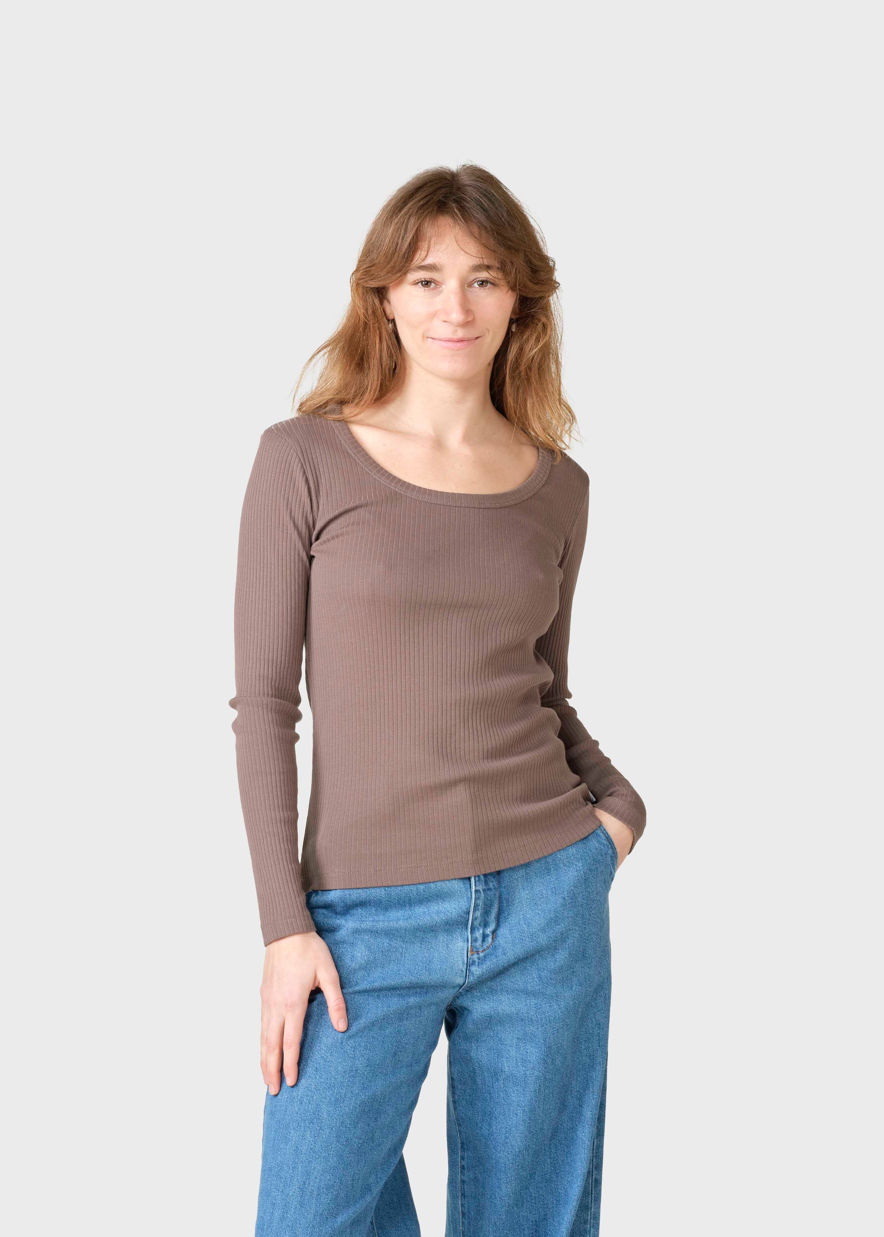 L/s Rib Tee - Taupe