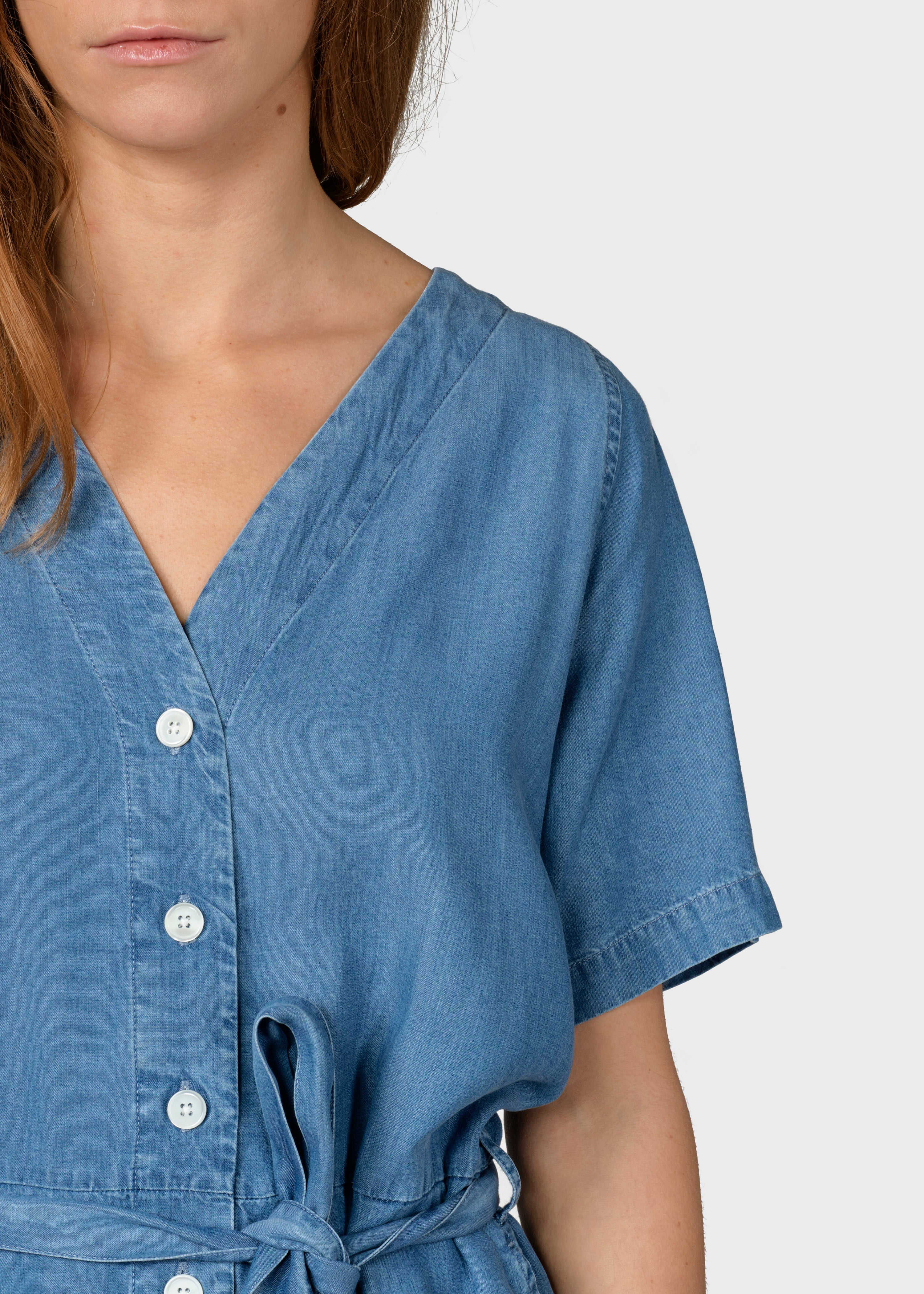 Marna Short Jumpsuit - Light Blue Chambrey