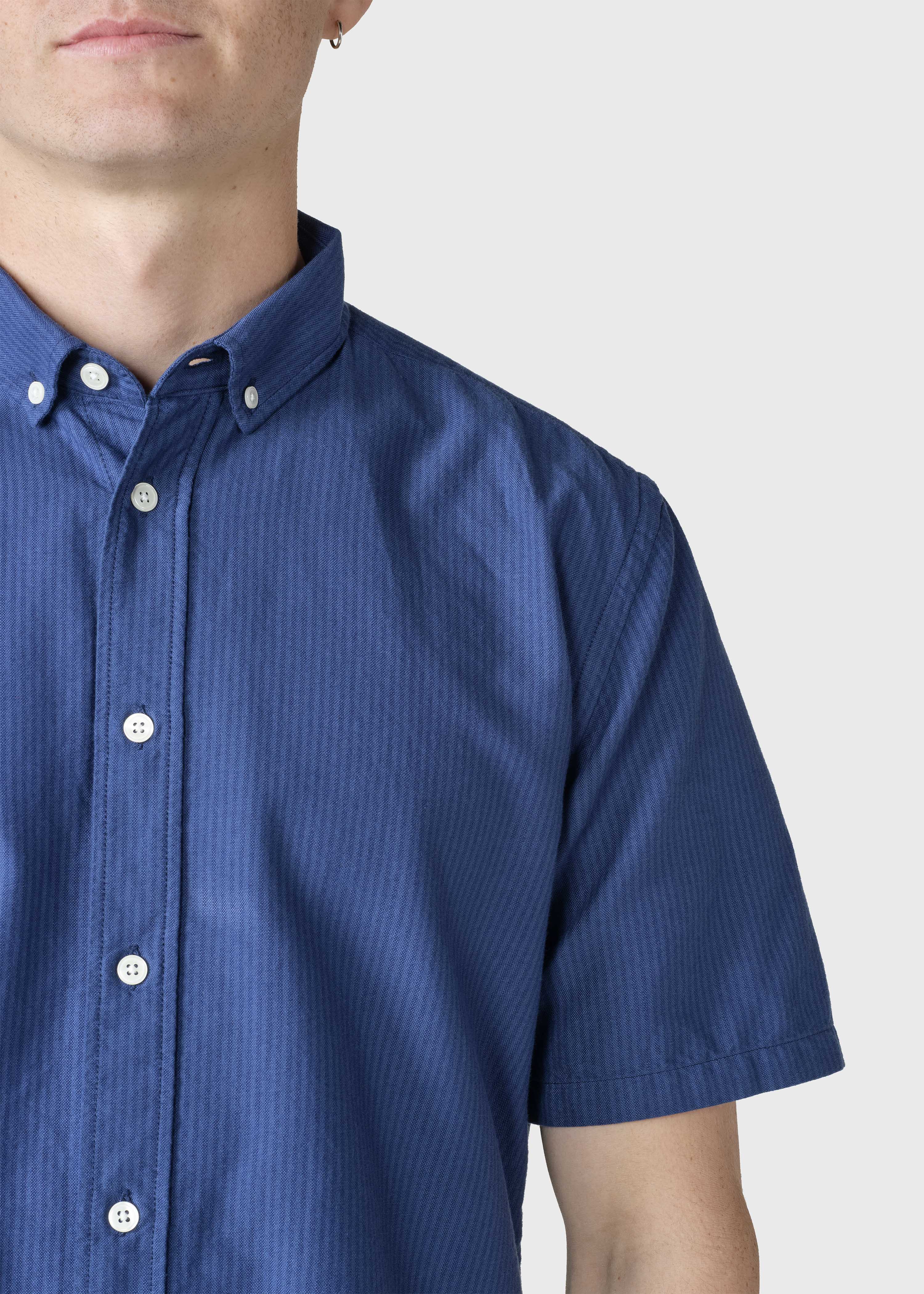 Mikkel Striped Shirt - White/navy/ocean Overdye