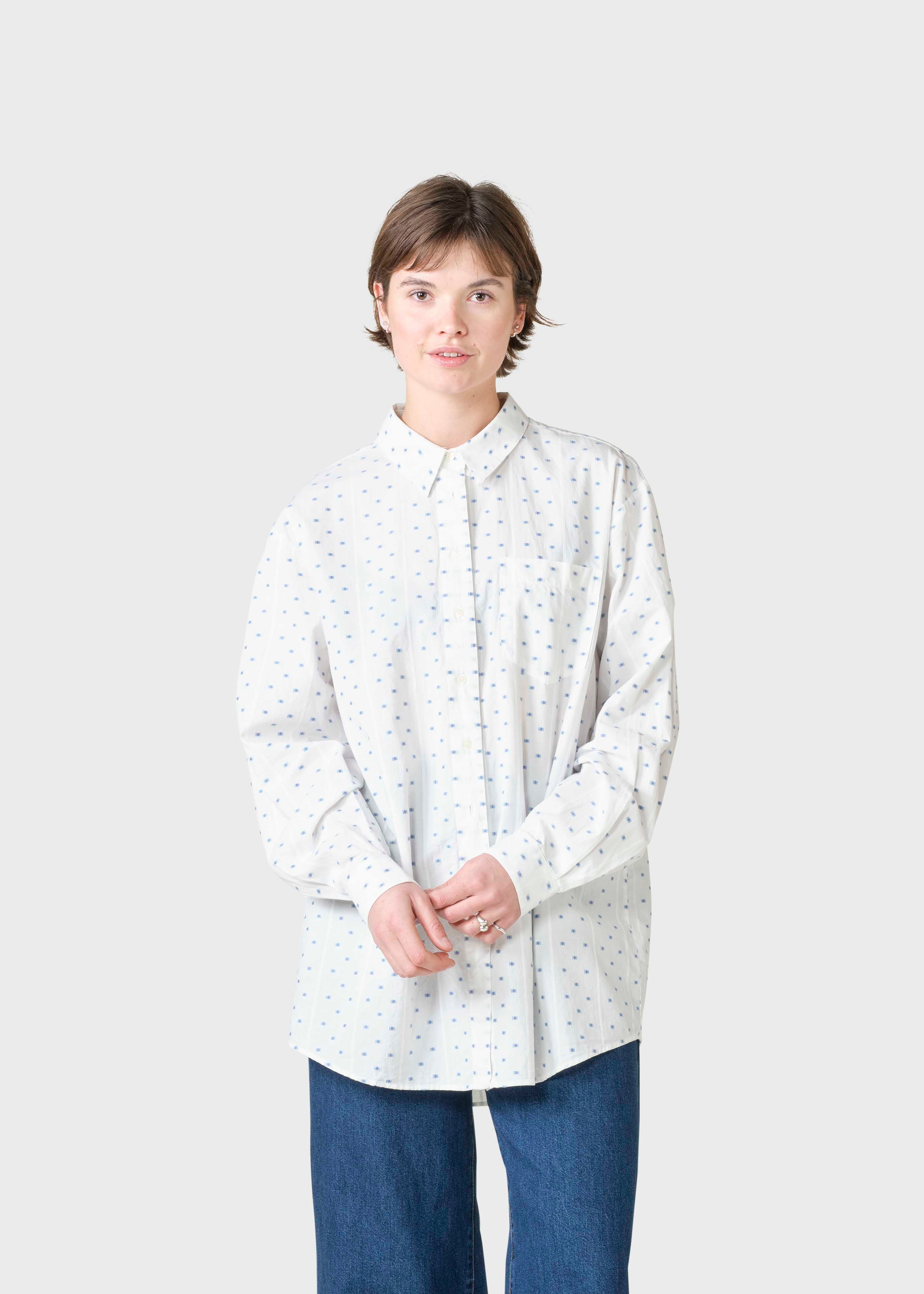 Nancy Shirt - White/light Blue