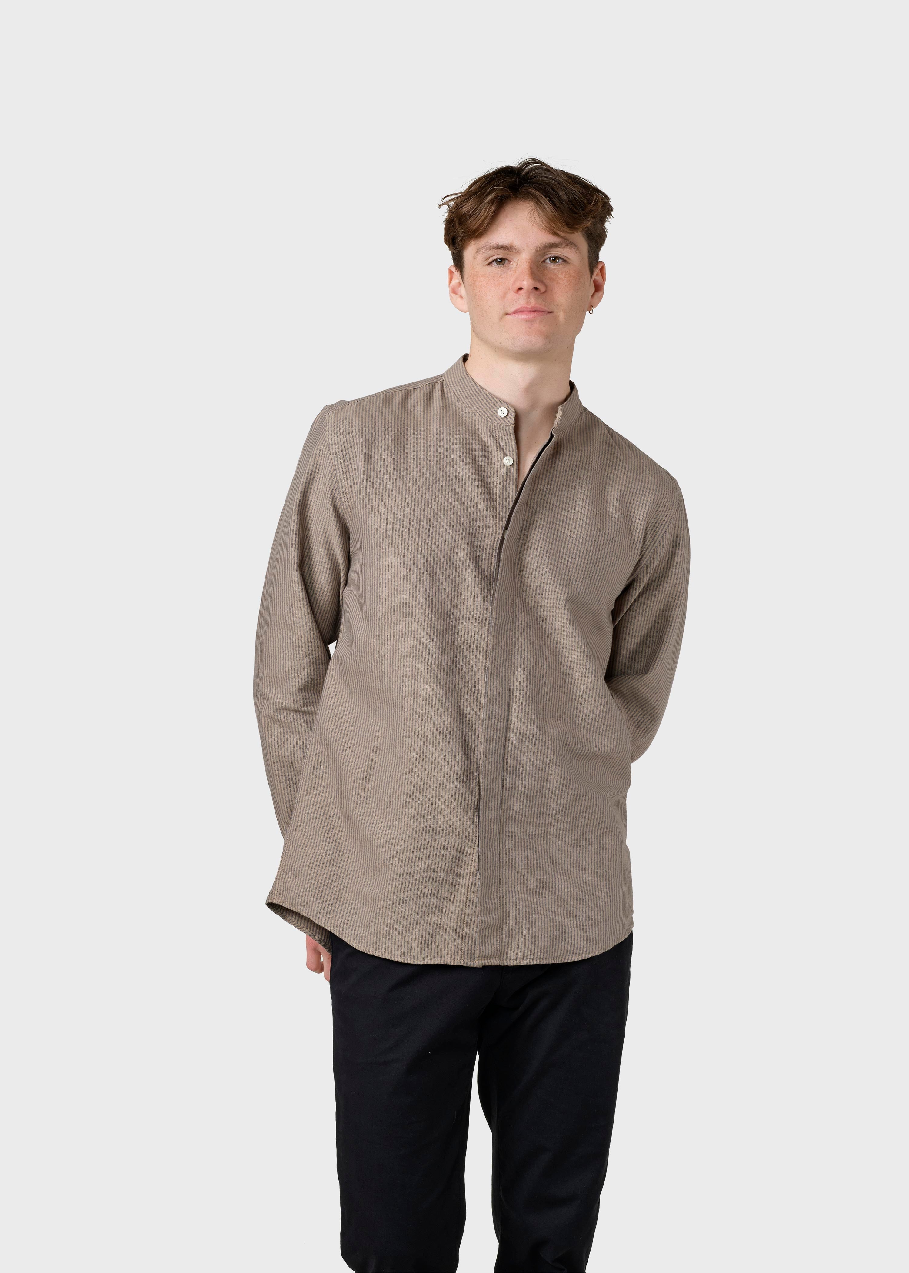 Simon Striped Shirt - Sand/navy