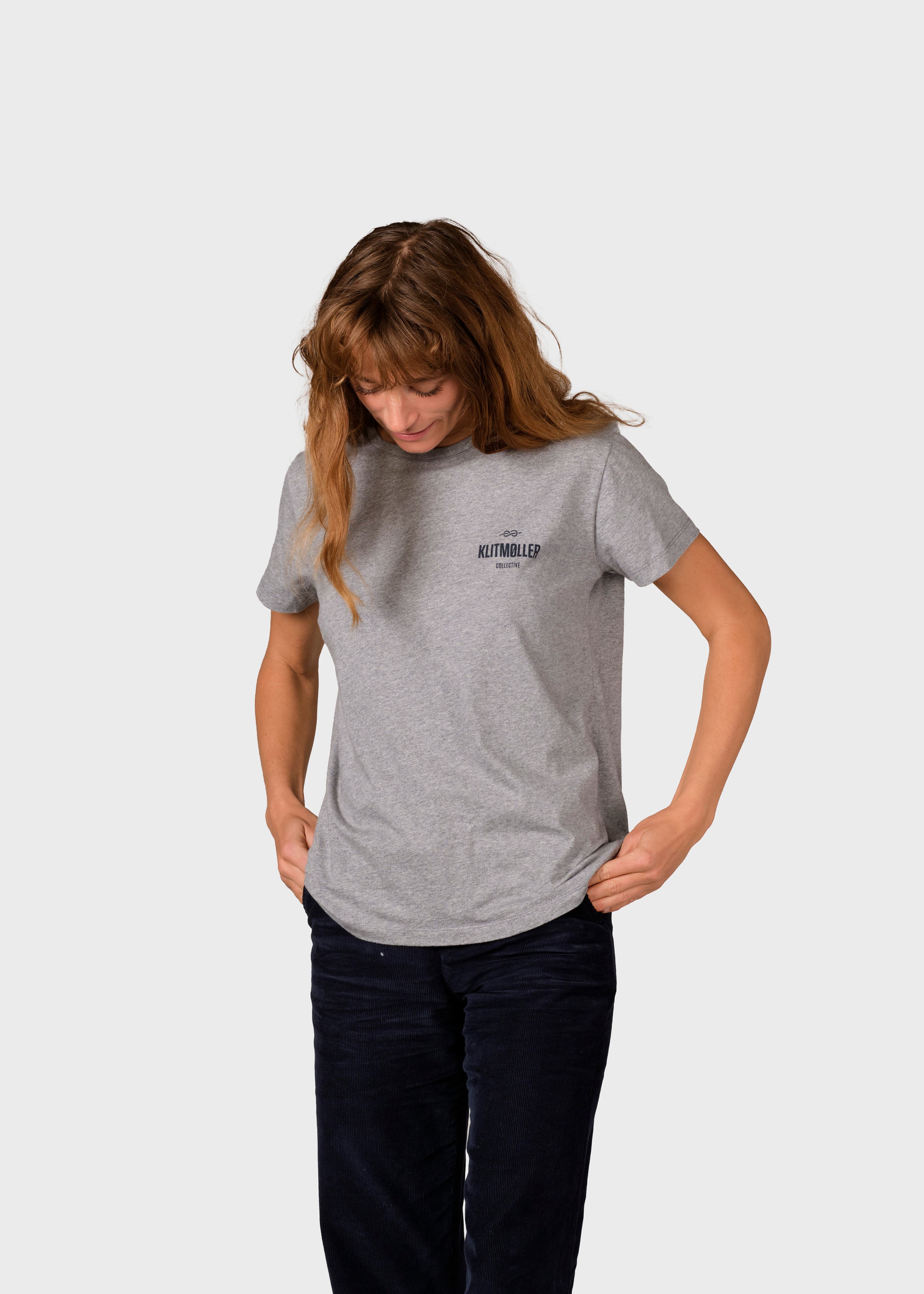 Womens Small Logo Tee - Grey Melange