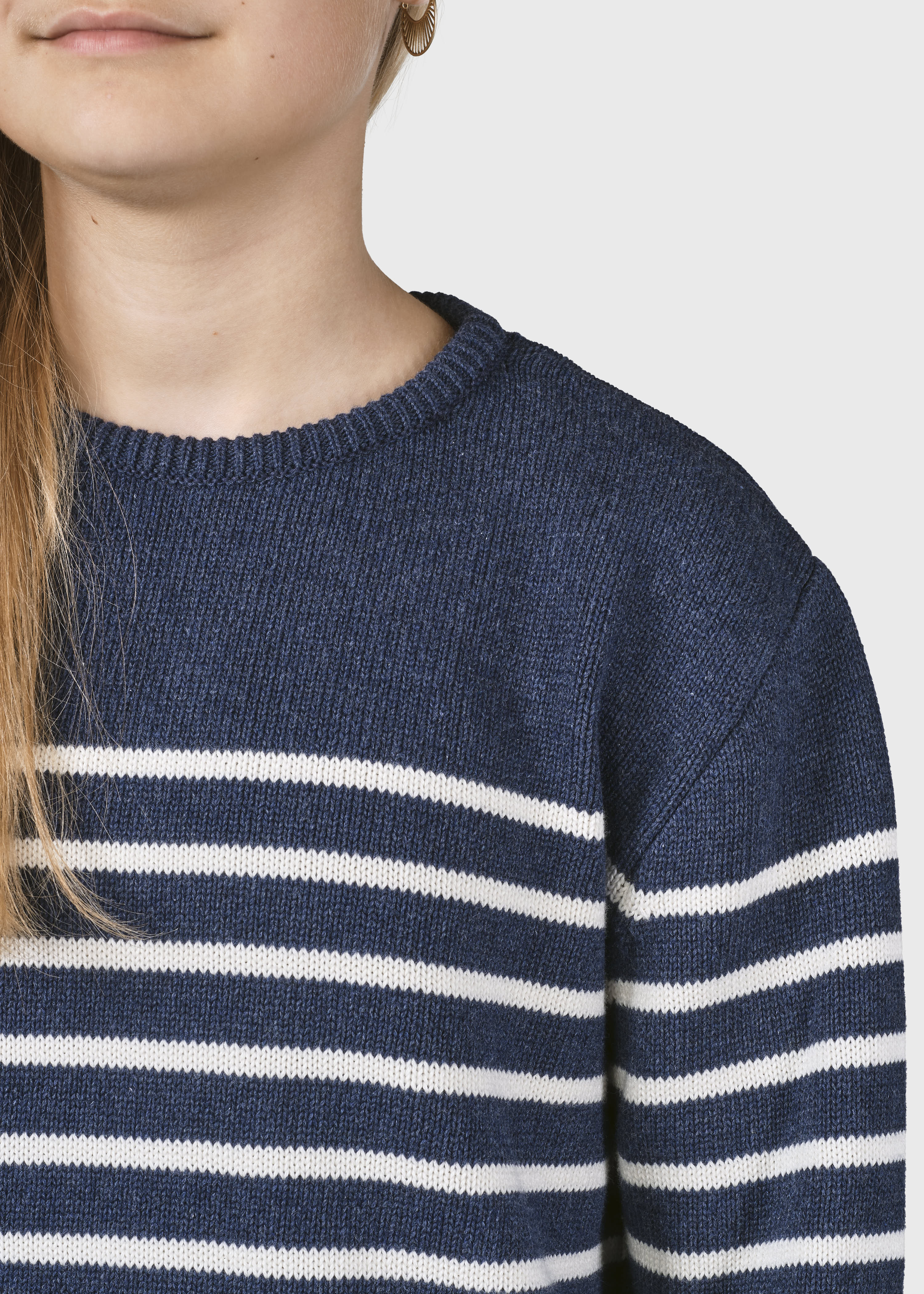 Kids Stripe Cotton Knit - Ocean/cream