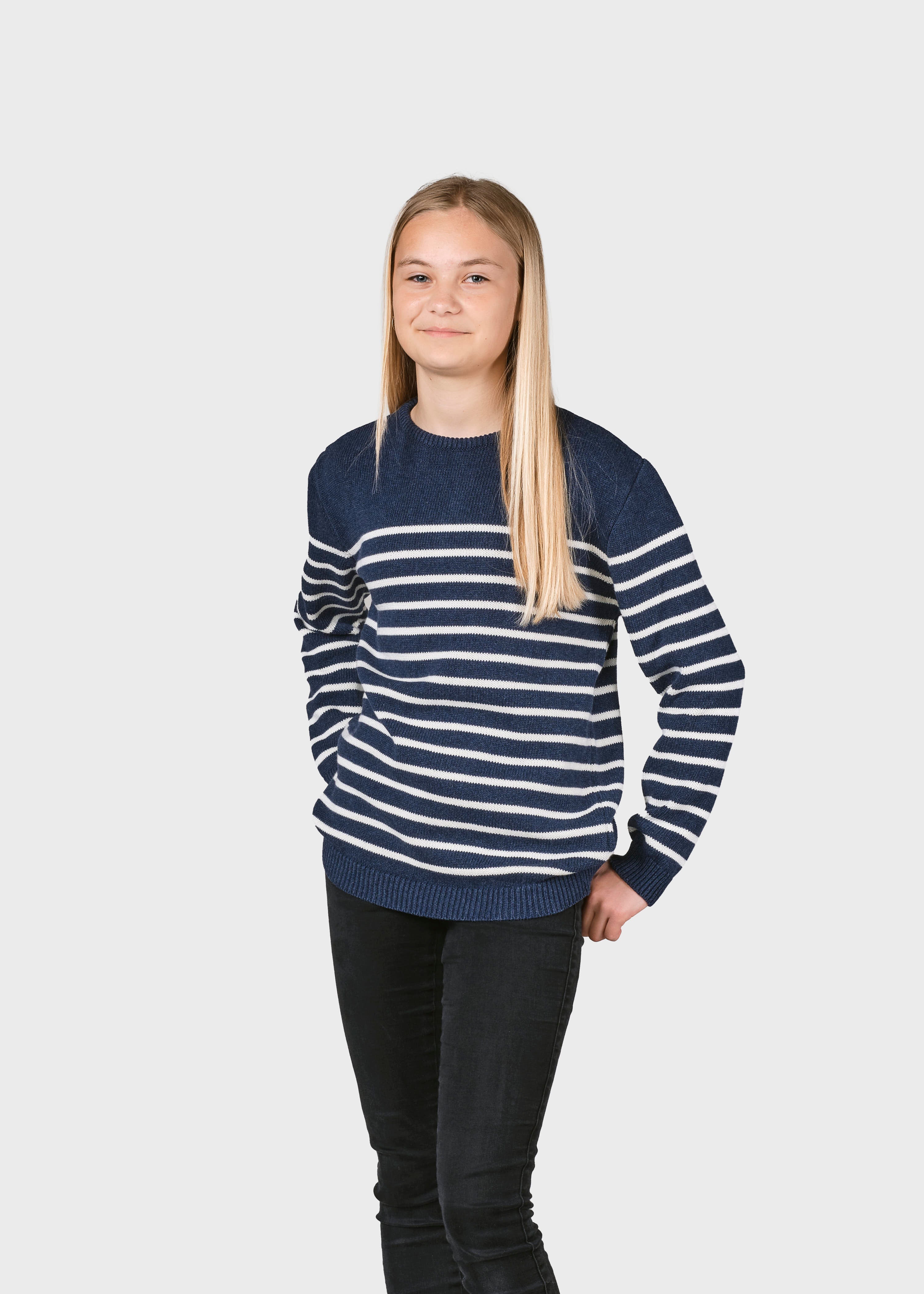 Kids Stripe Cotton Knit - Ocean/cream