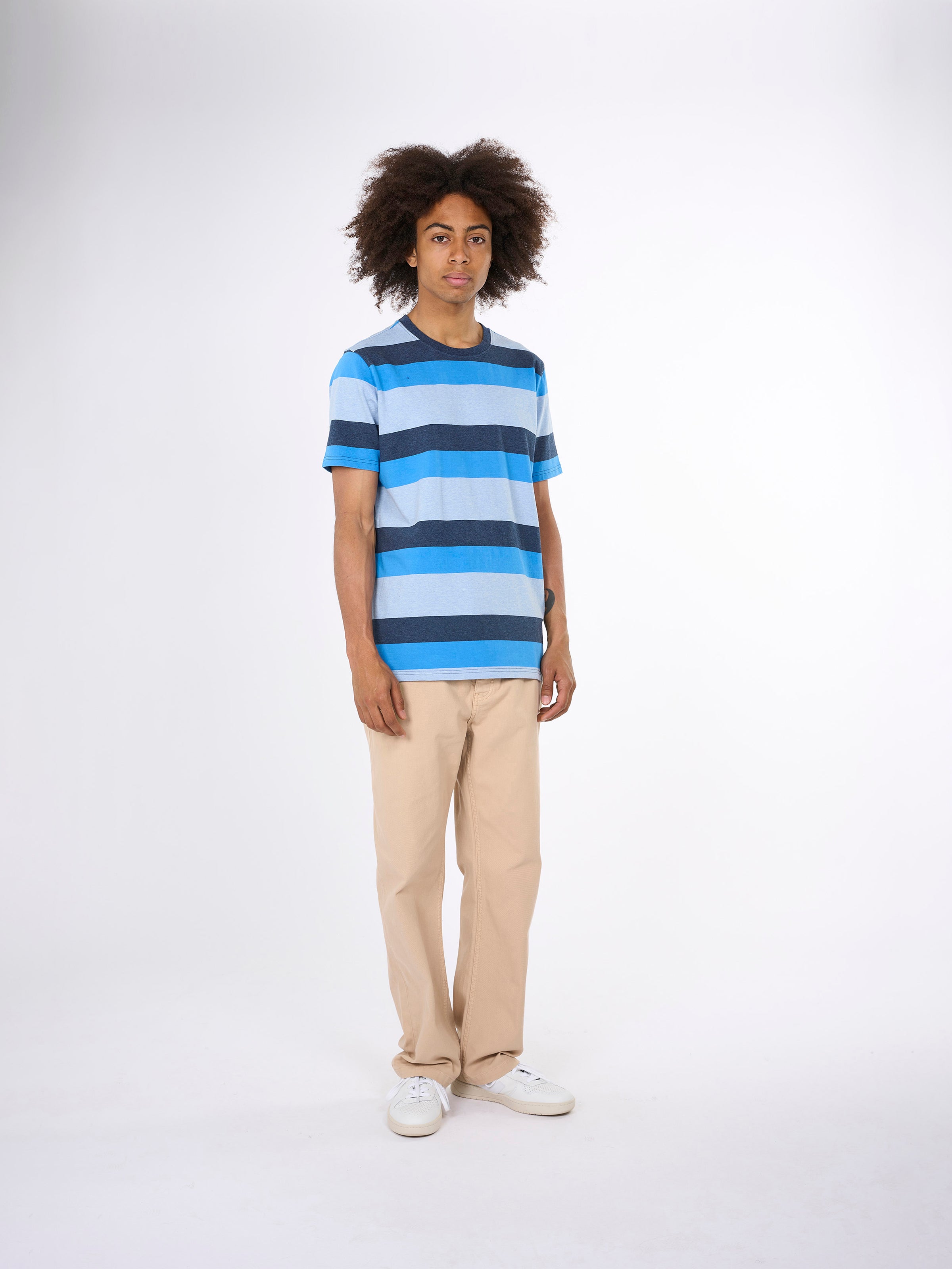 Kenntnisgecotton Bekleidung - reguläres Block gestreift T -Shirt - Gots - Campanula