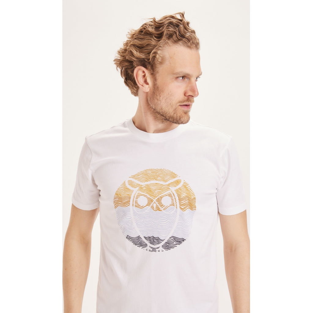 KnowledgeCotton Apparel Alder owl T-shirt - GOTS/Vegan - Bright White