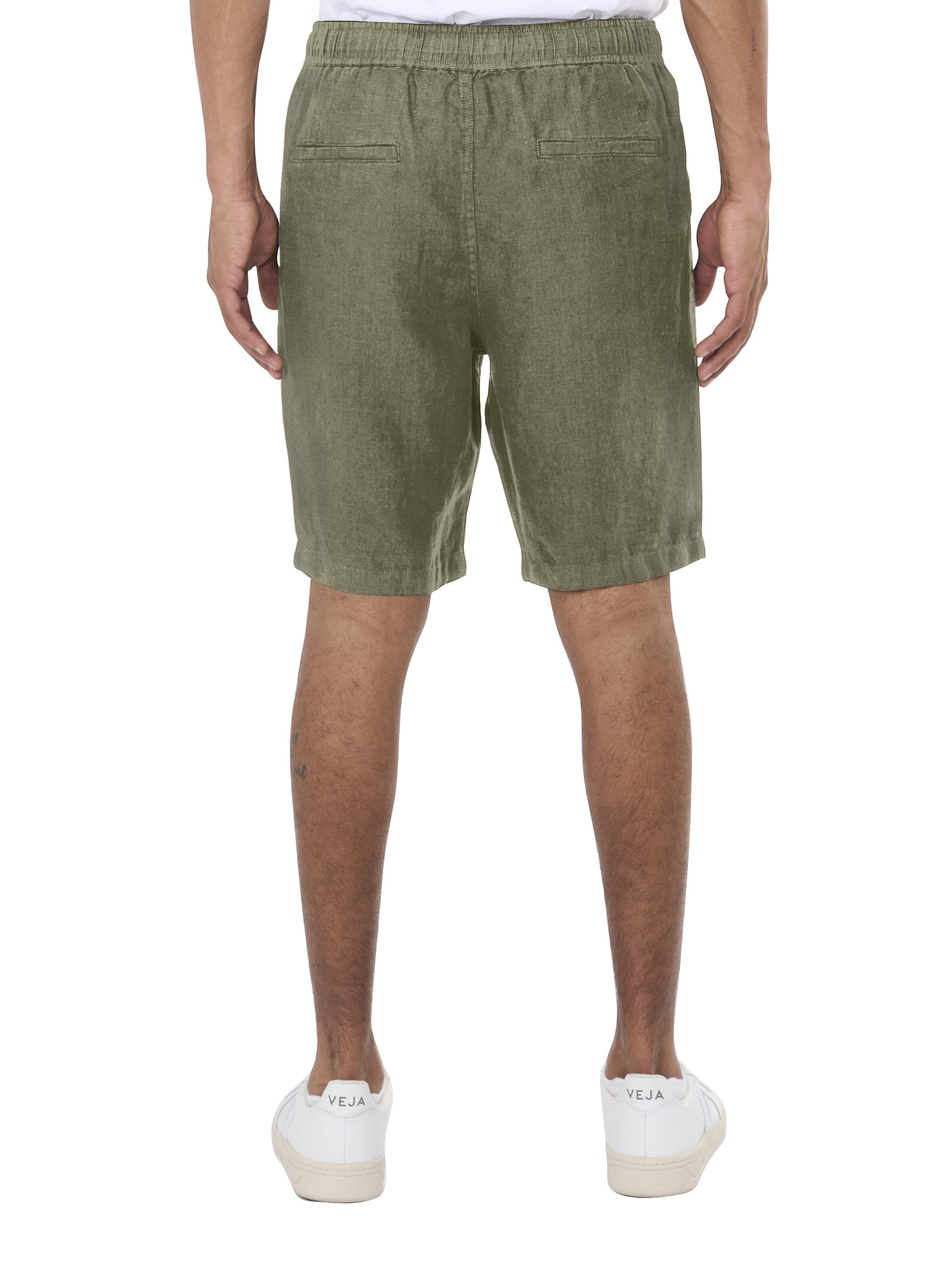 KnowledgeCotton Apparel - Loose Linen shorts - GOTS/Vegan - Burned Olive