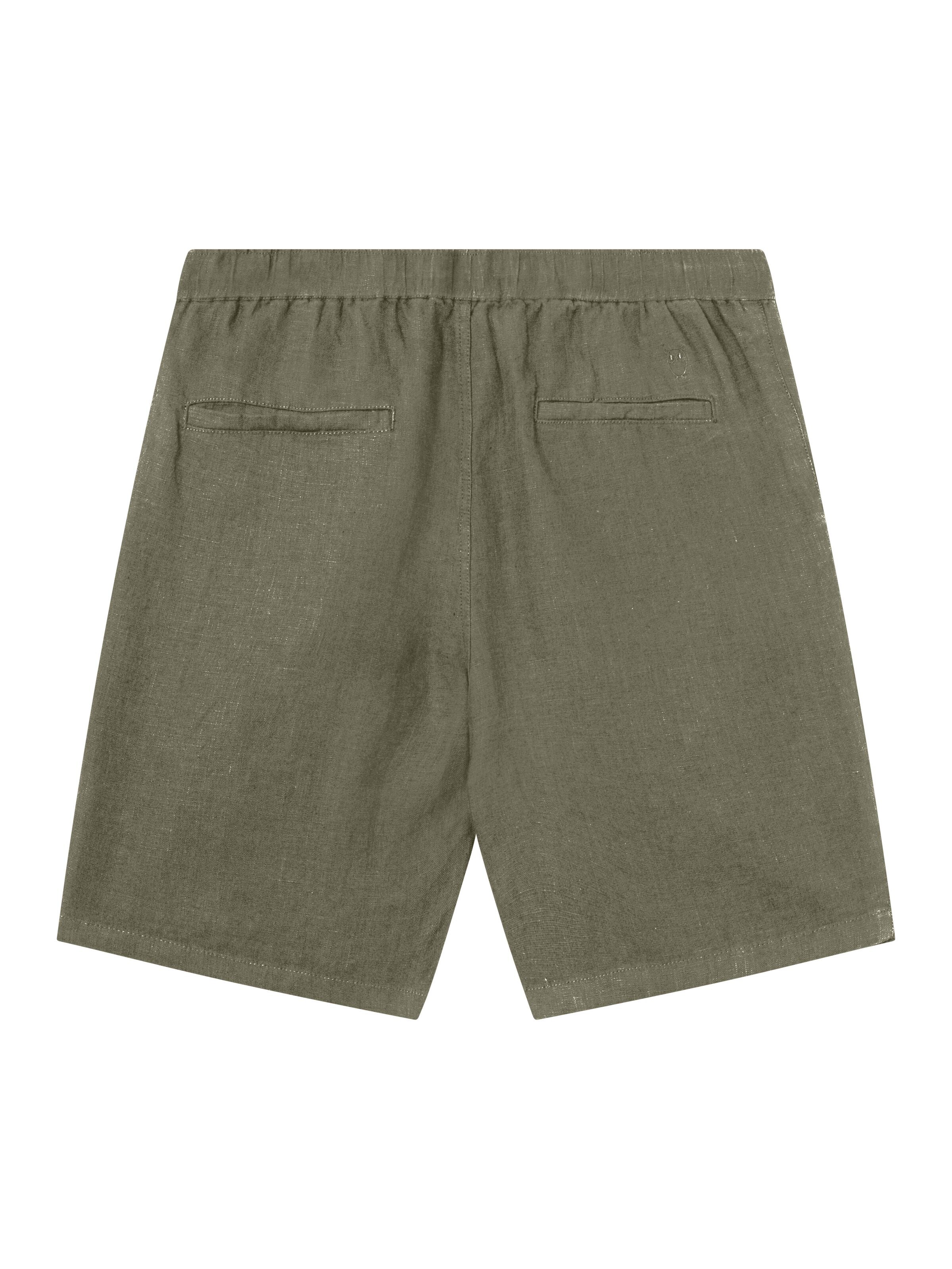 KnowledgeCotton Apparel - Loose Linen shorts - GOTS/Vegan - Burned Olive