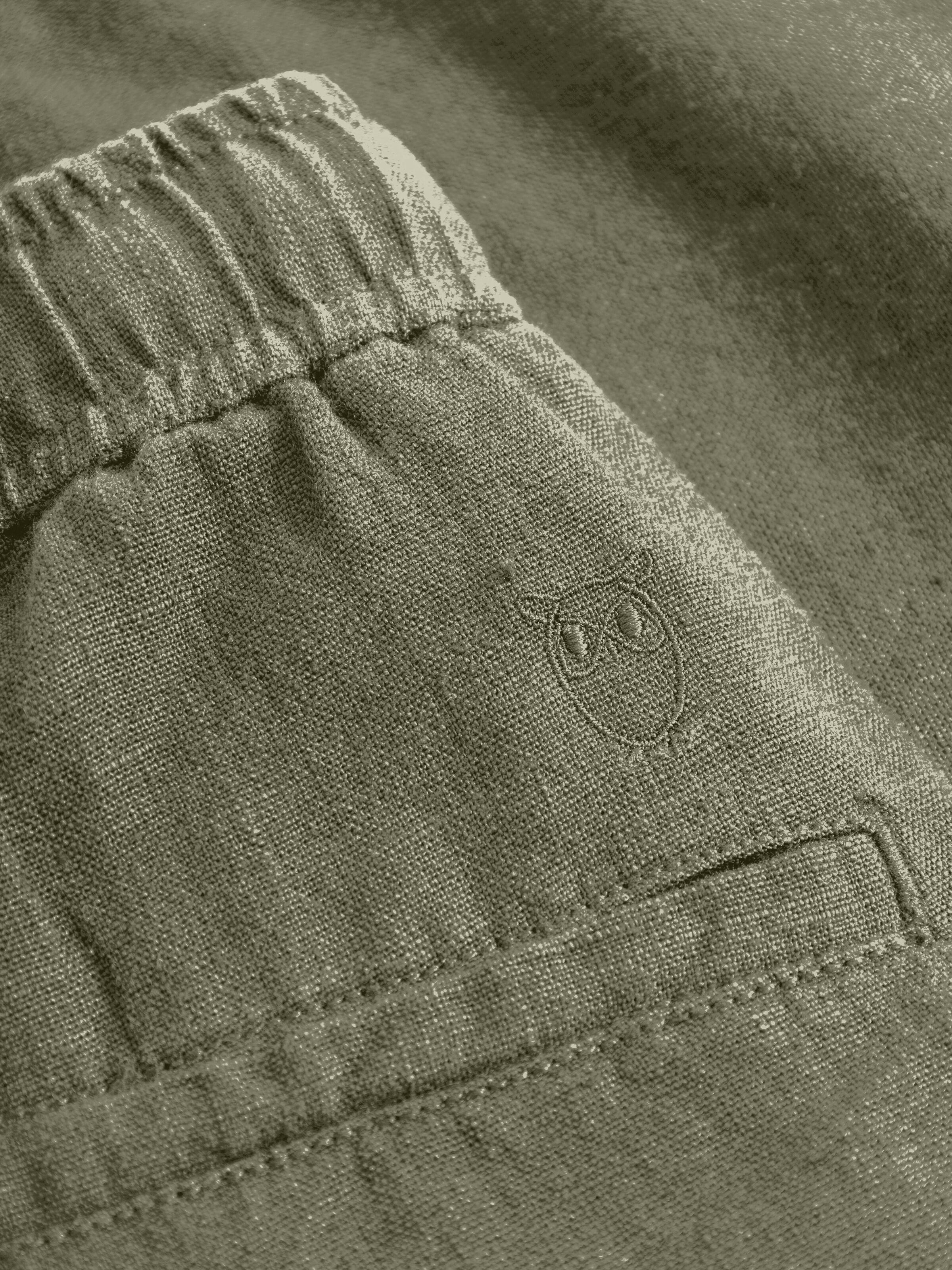 KnowledgeCotton Apparel - Loose Linen shorts - GOTS/Vegan - Burned Olive