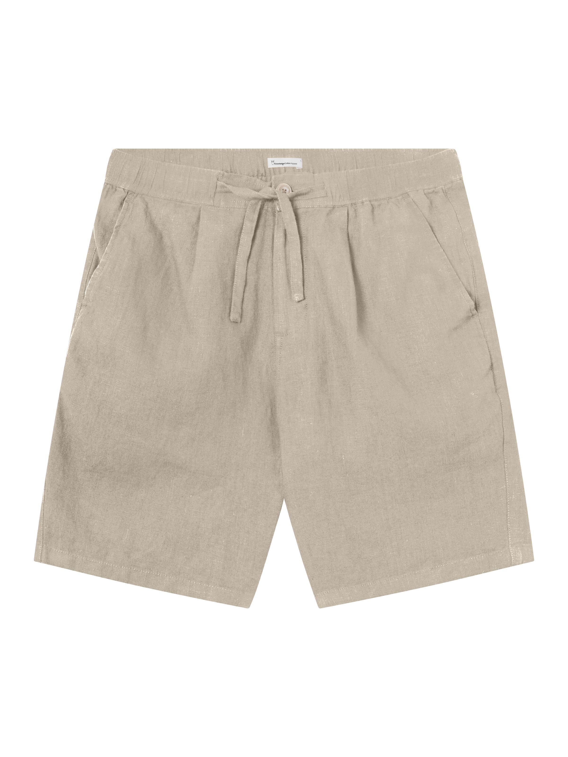 KnowledgeCotton Apparel - Lösa linneshorts - GOTS/Vegan - Ljus fjädergrå