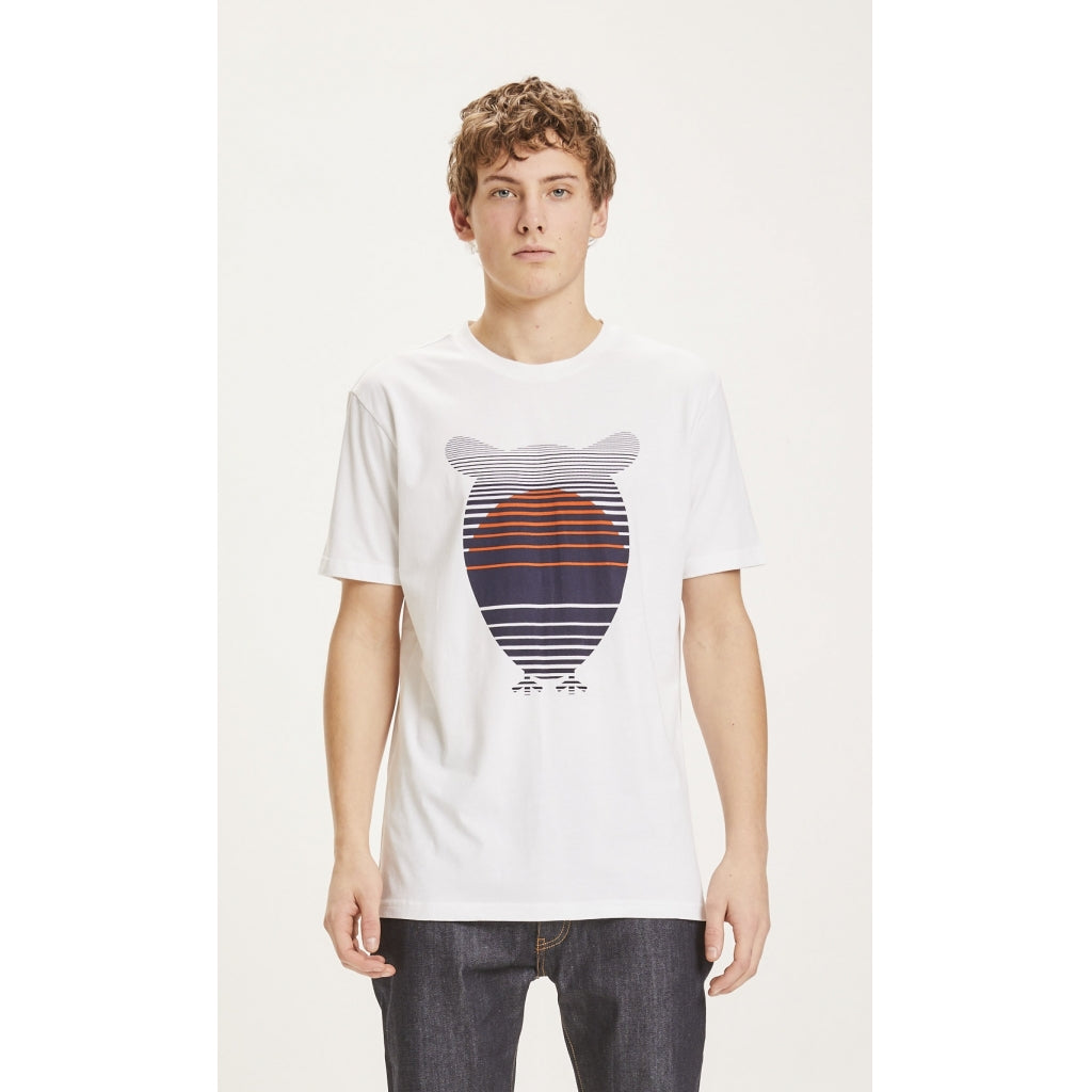 KnowledgeCotton Apparel ALDER Owl Sunset printed tee