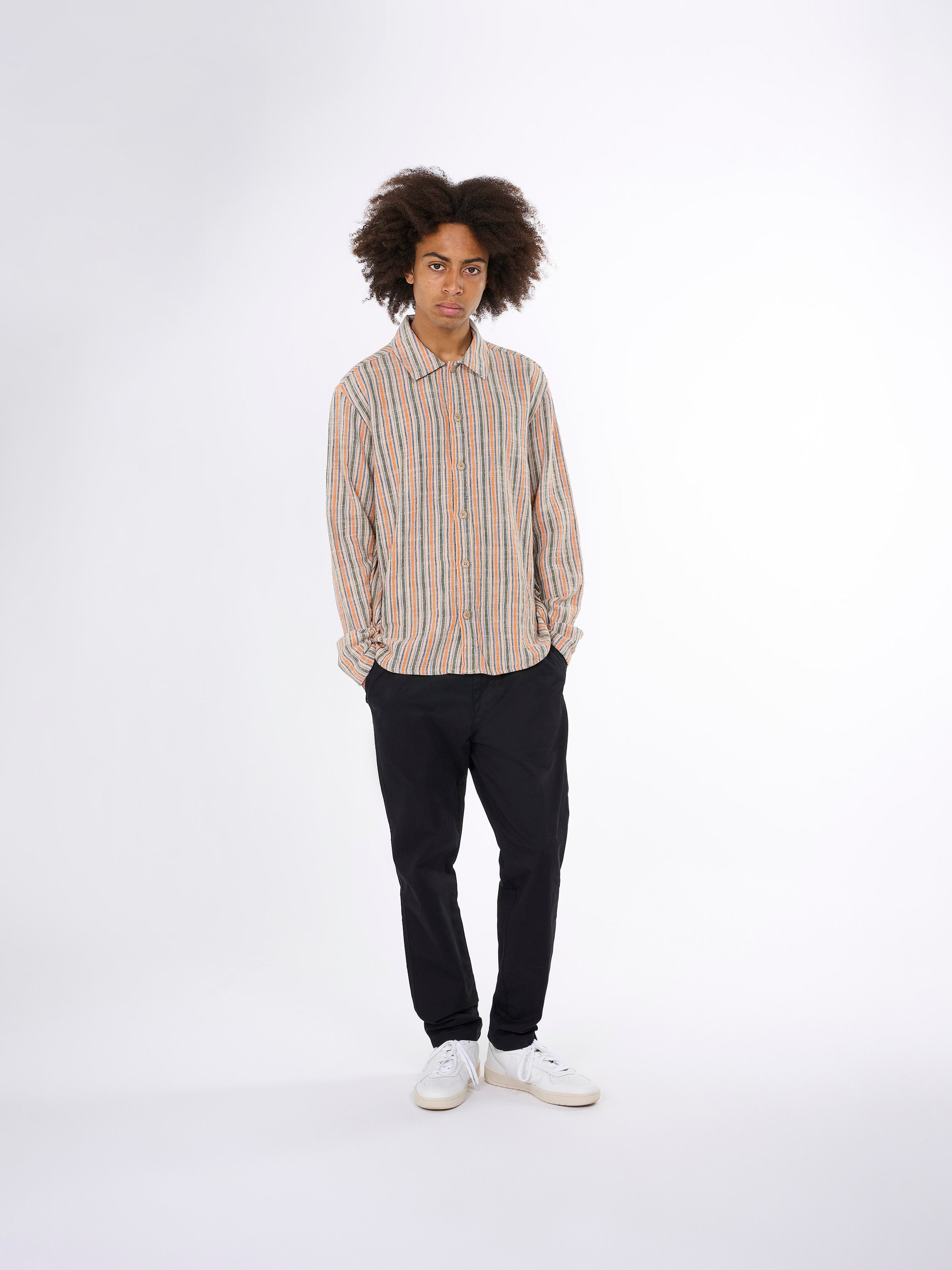 Kenntnisgekottonbekleidung - locker gewebte Striped Overshirt - Gots/Vegan - Multi -Farbe