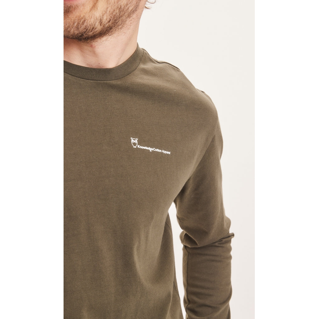 KnowledgeCotton Apparel LOCUST markentypisches LS-T-Shirt mit Bergrückenaufdruck