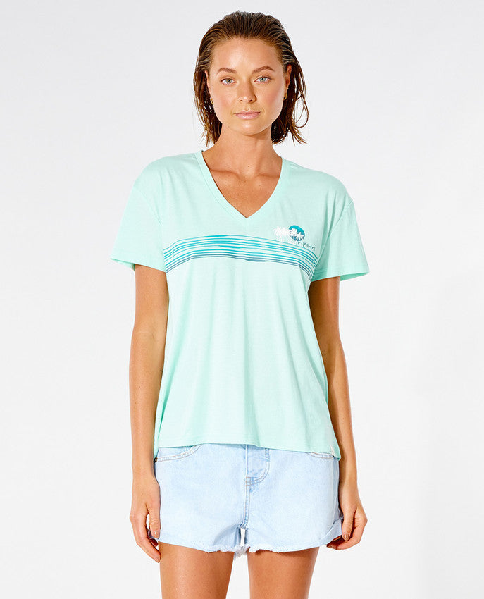 Rip Curl - sunset v-neck tee - light aqua