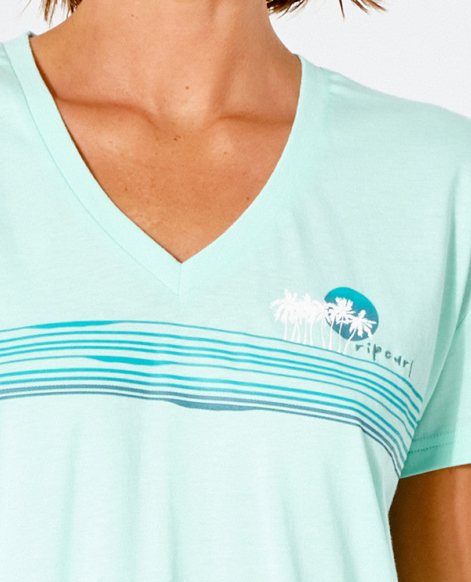 Rip Curl - sunset v-neck tee - light aqua