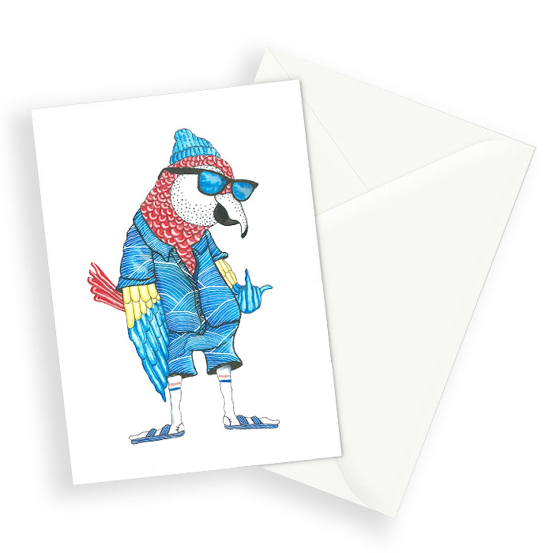 Lakor - Hipster Parrot Postcard
