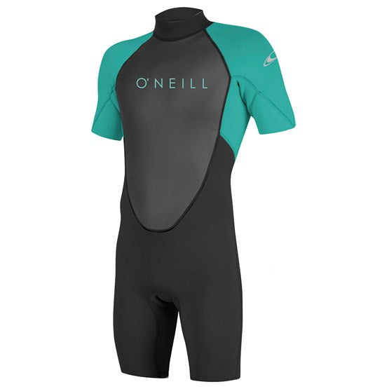O'Neill Youth Reactor II 2mm Back Zip S/S Spring - Black / light aqua