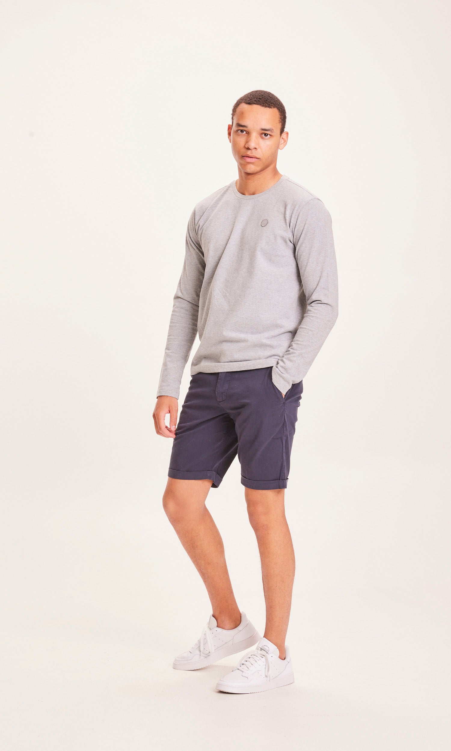 Regular chino poplin shorts - GOTS/Vegan Total Eclipse