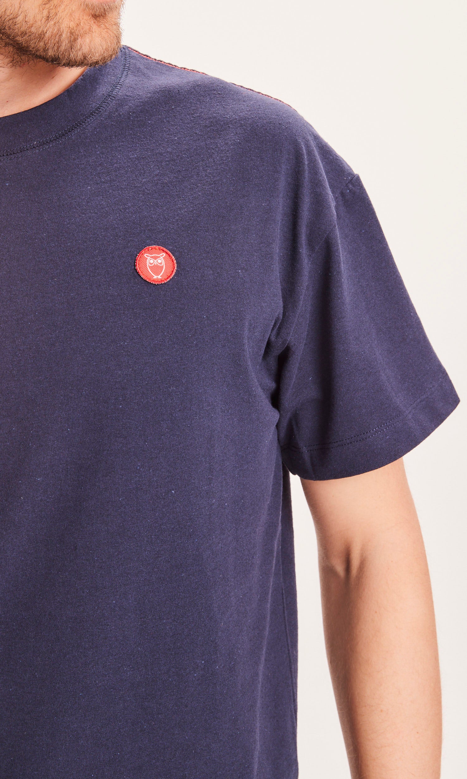 KnowledgeCotton Apparel Back printed oversized tee REBORN™ - GRS/Vegan - Total Eclipse