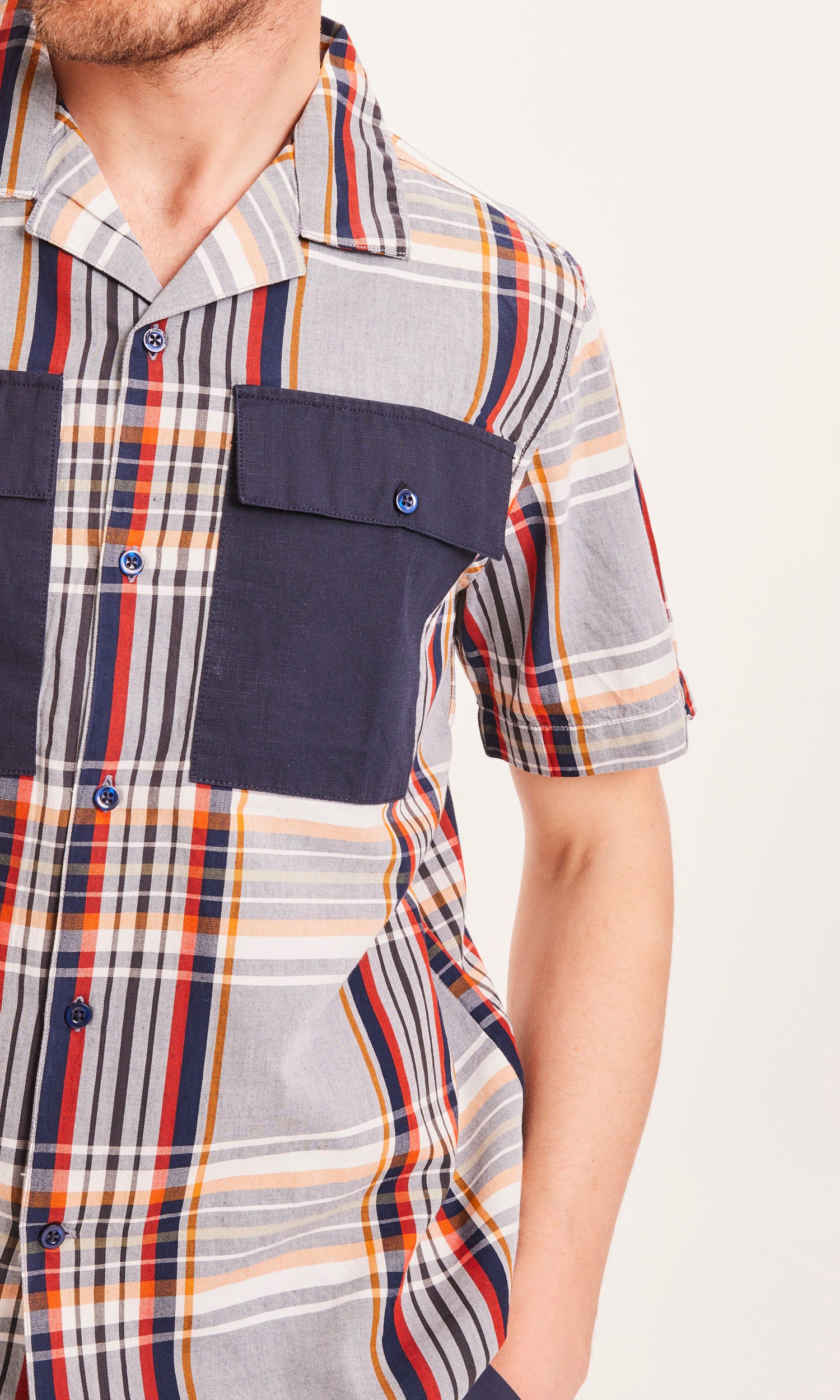 KnowledgeCotton Apparel WAVE SS großes kariertes Box-Fit-Hemd – GOTS/Vegan – Total Eclipse