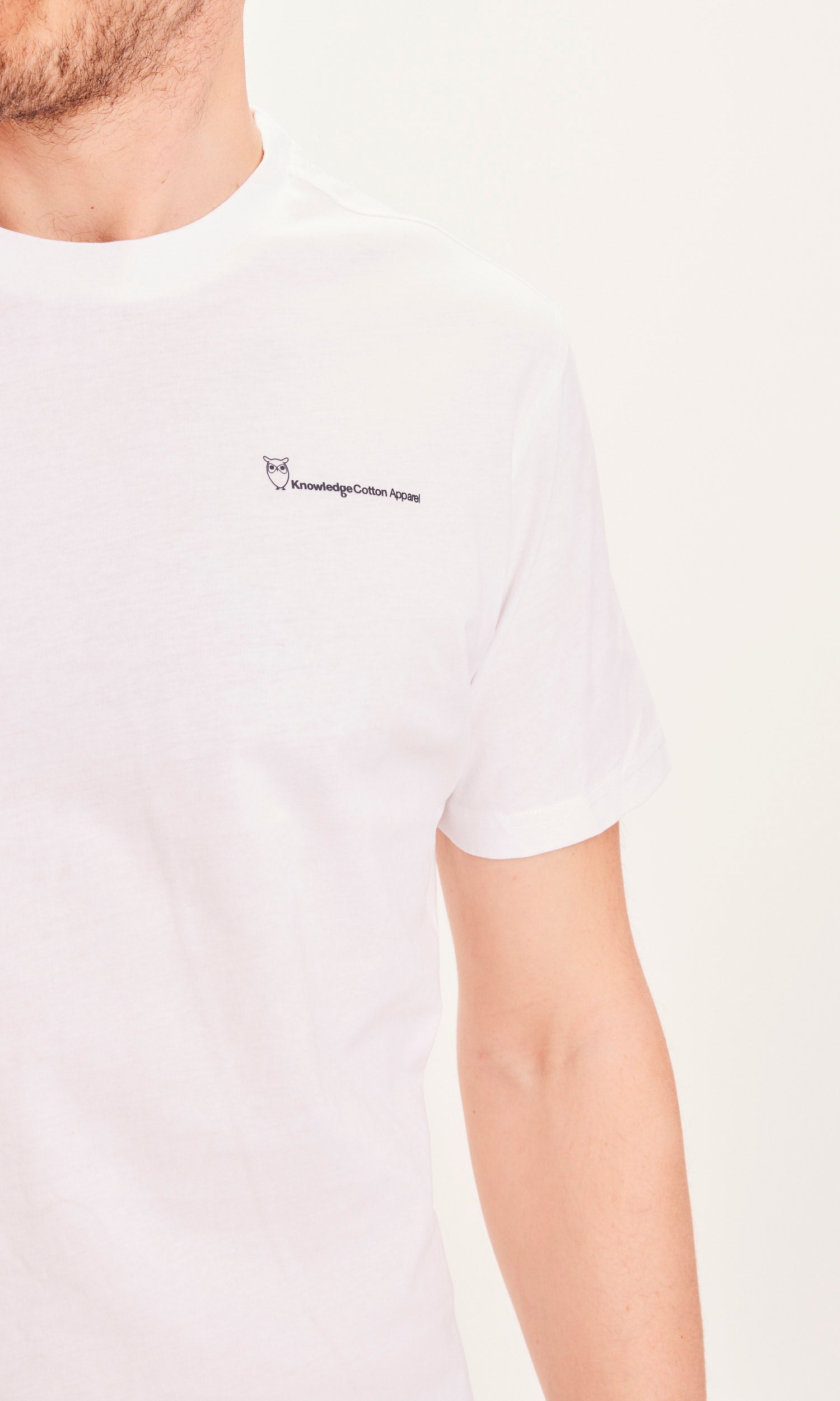 KnowledgeCotton Apparel – ALDER The Green Wave Sunset T-Shirt – GOTS/Vegan – Hellweiß