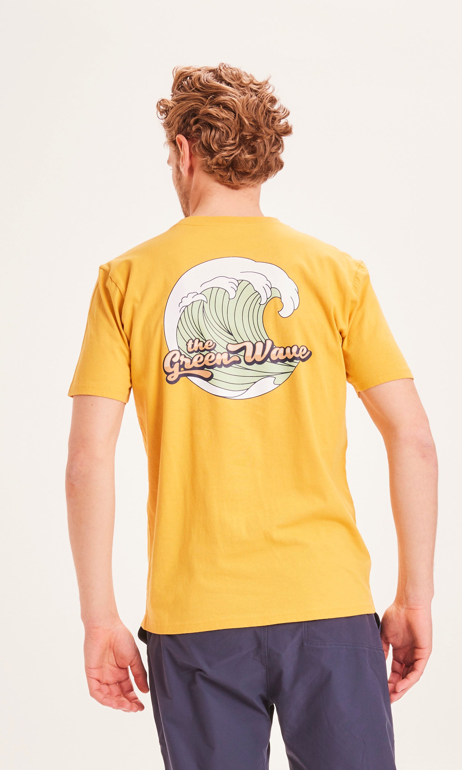 KnowledgeCotton Apparel Alder The Green Wave T-Shirt - GOTS/Vegan - Honey Gold