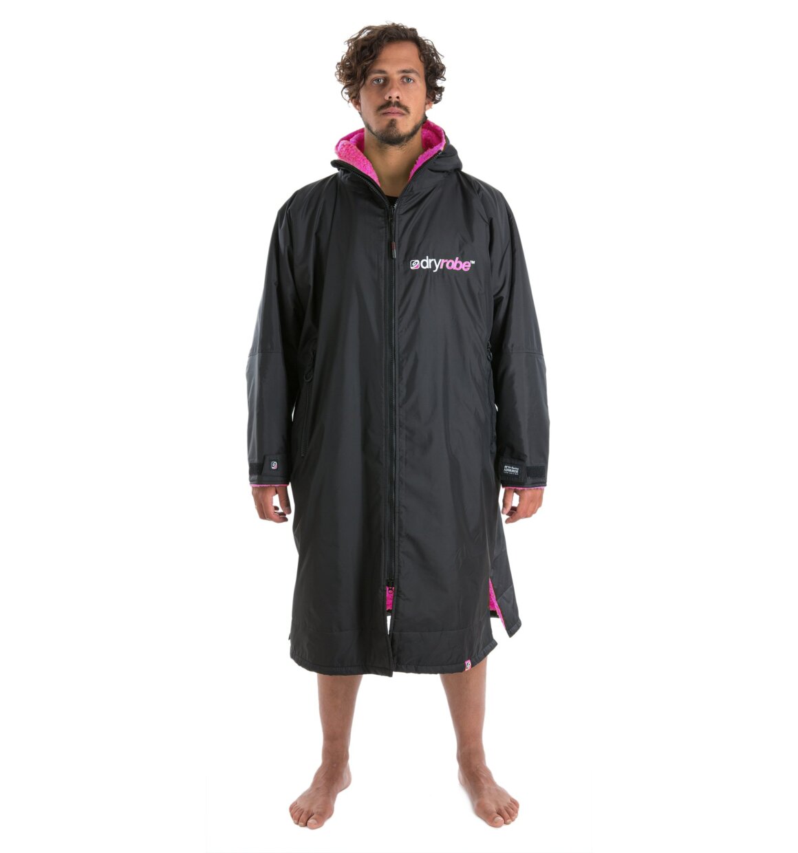 Dryrobe advance long sleeve poncho | adults | black/pink