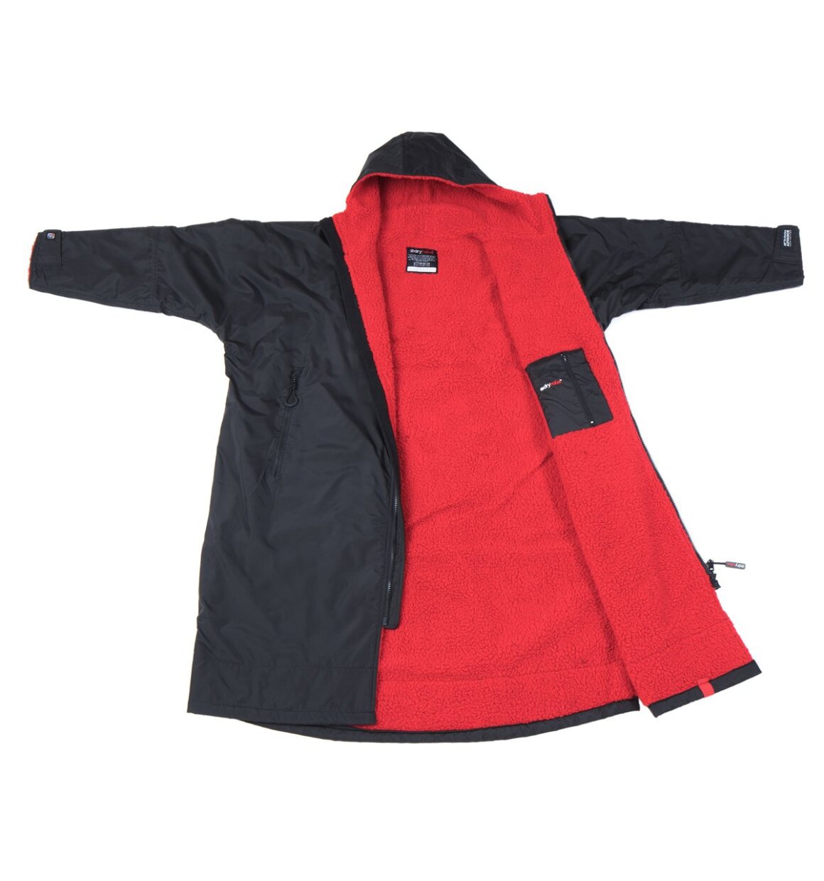 Dryrobe advance long sleeve poncho | adults | black/red