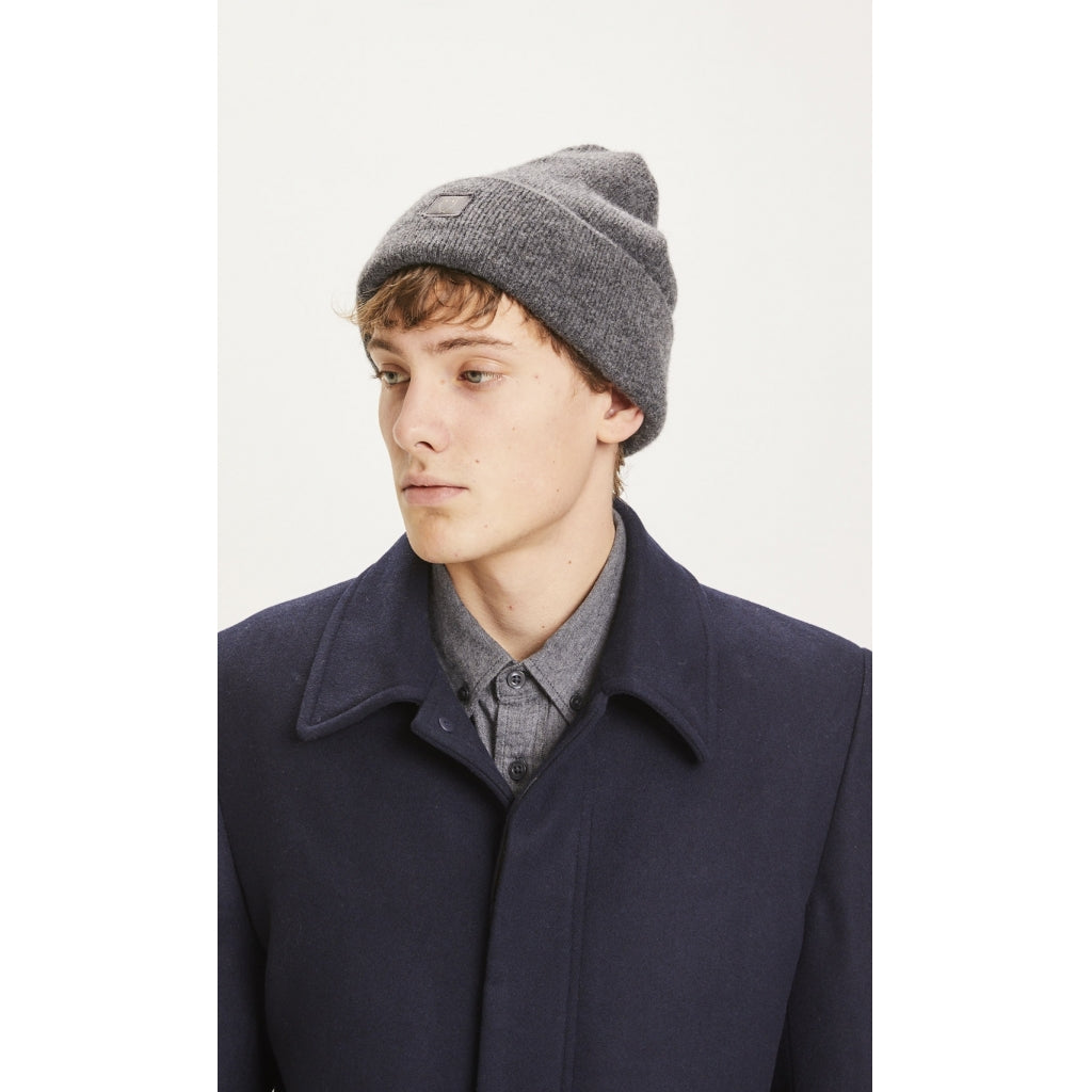 KnowledgeCotton Apparel LEAF Organic Wool Beanie Grey Melange