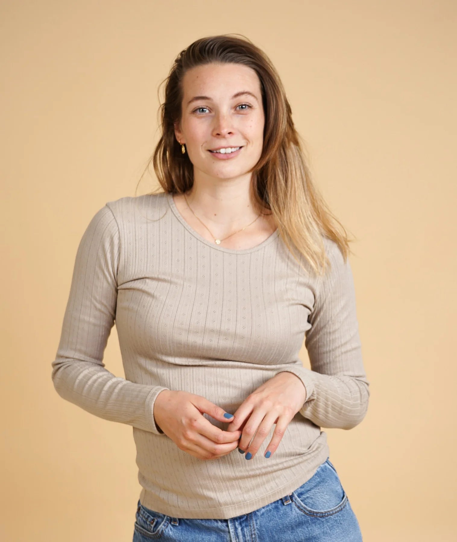 Pointelle Damen Ls T-Shirt