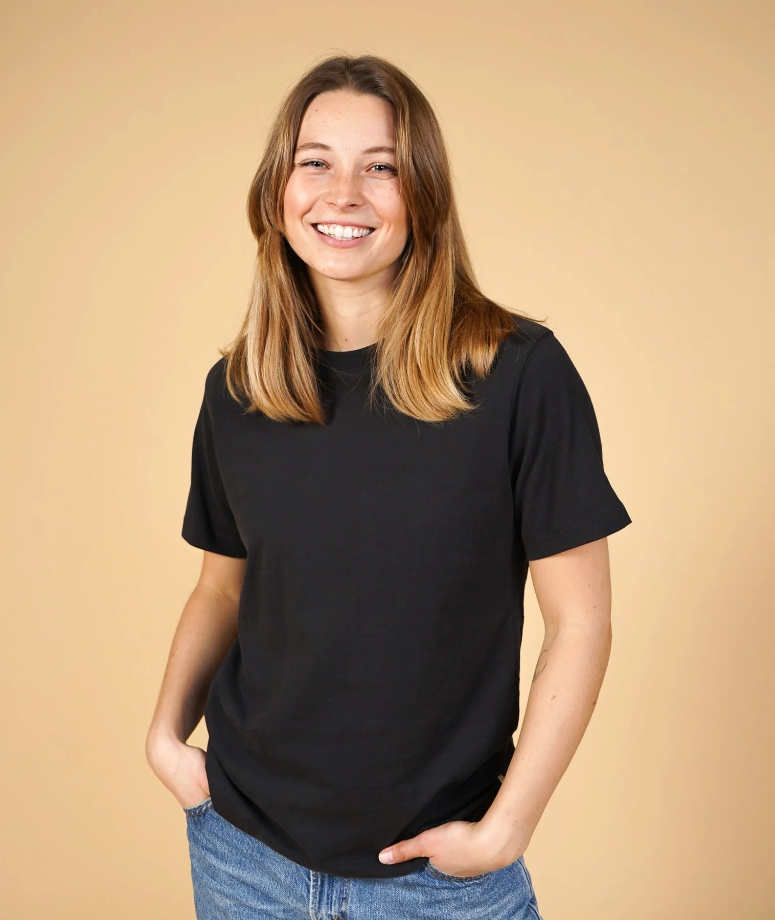 Basic-T-Shirt für Damen aus gebürstetem Material