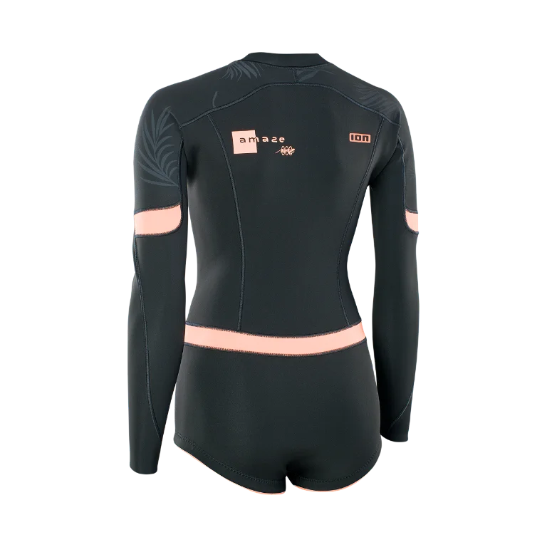 ION.22 WETSUIT AMAZE HOT SHORTY 1.5 LS FRONT ZIP WOMEN (48223-4552) 900 BLACK 36/S