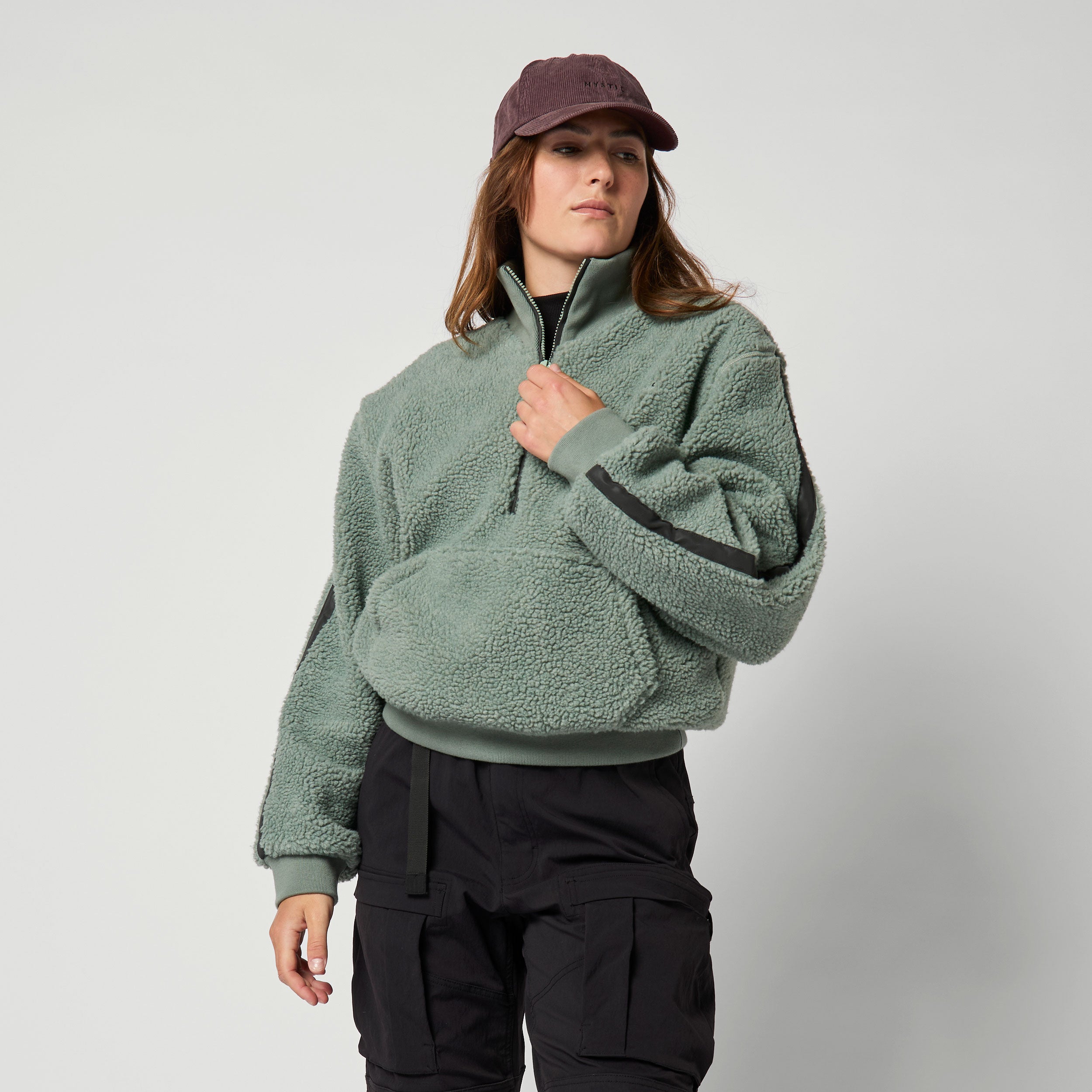 Mystic - Teddy Zip Up Sweat Women - Frozen Green