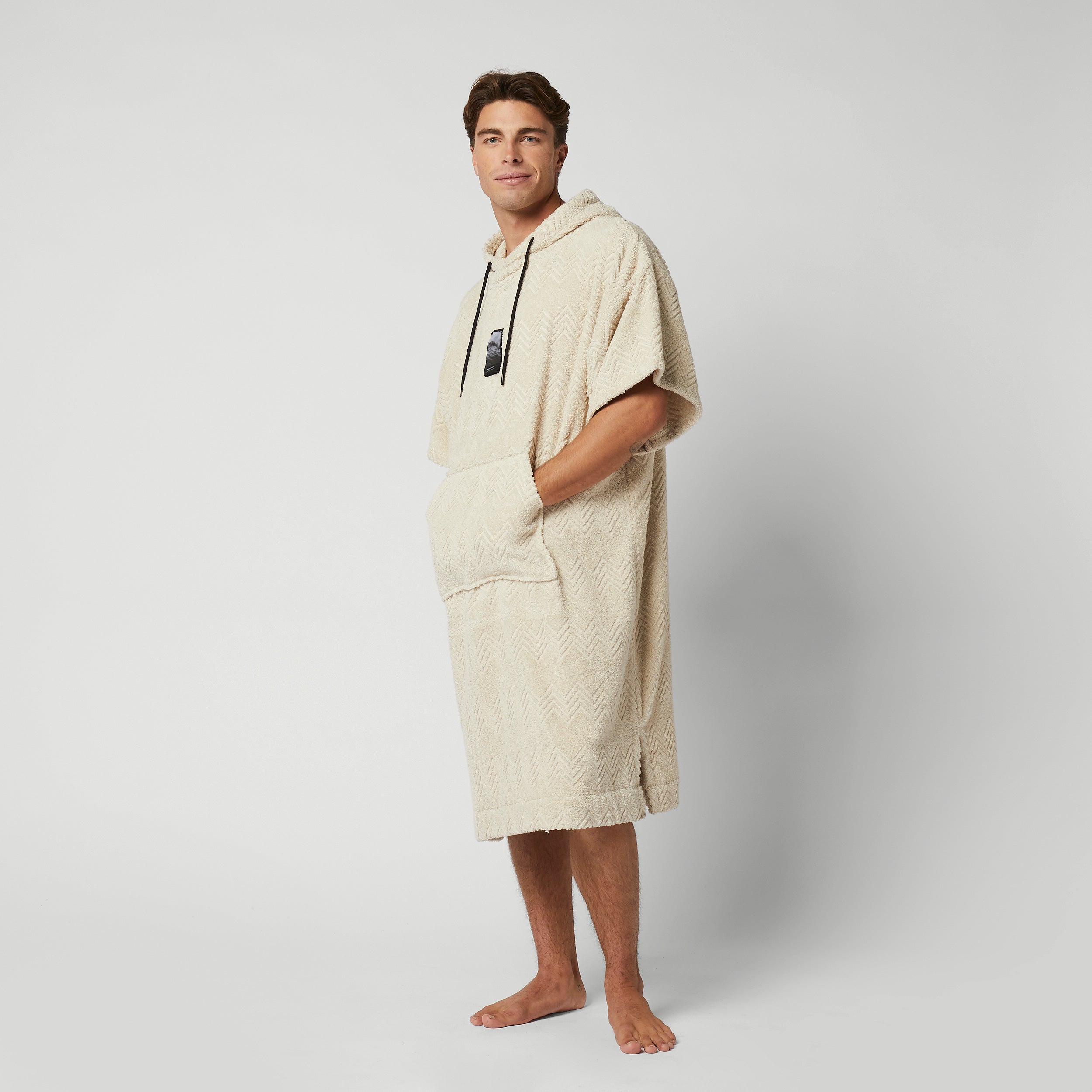 Poncho-Jacquard – gebrochenes Weiß