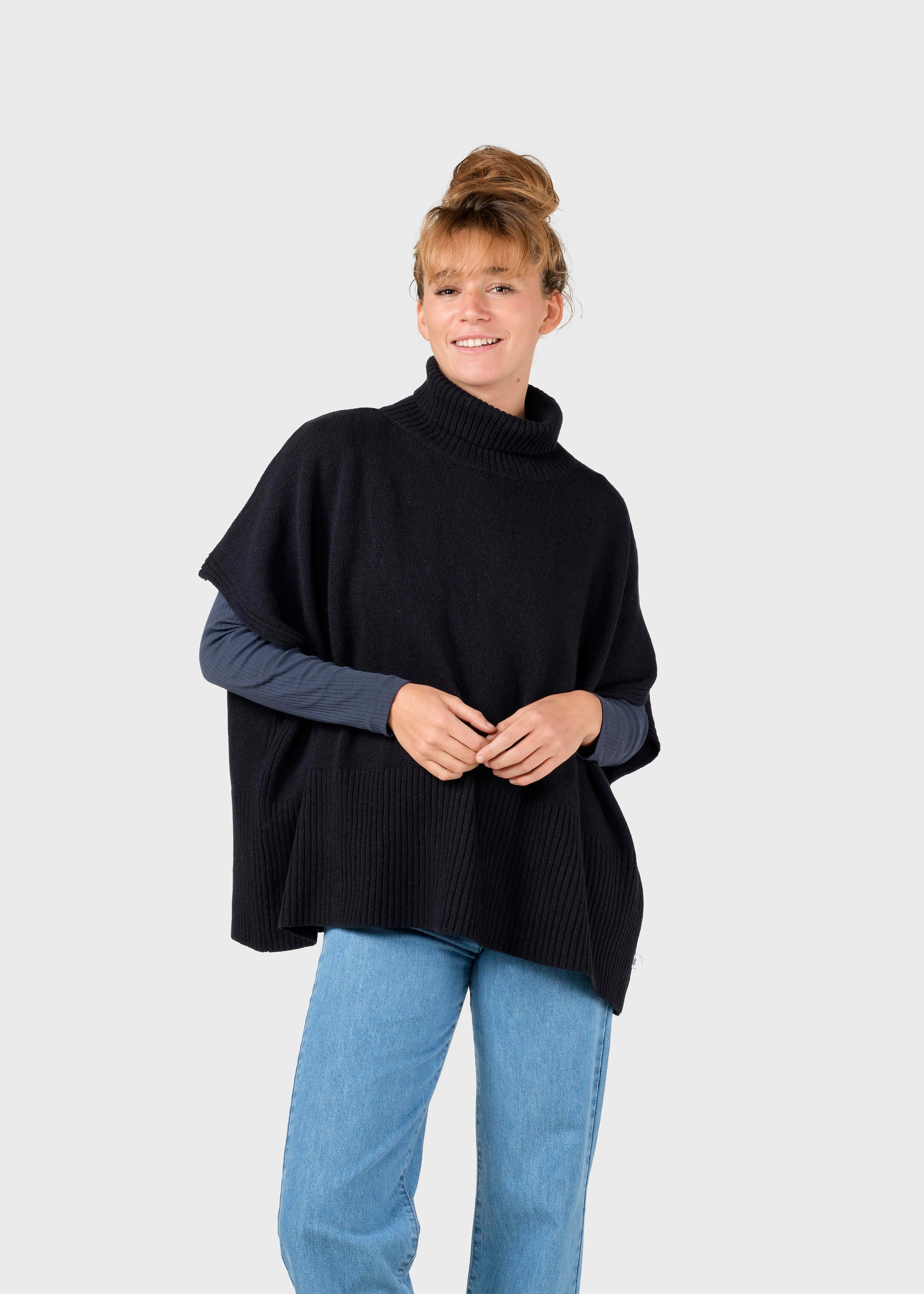 Alba Knit Poncho - Black