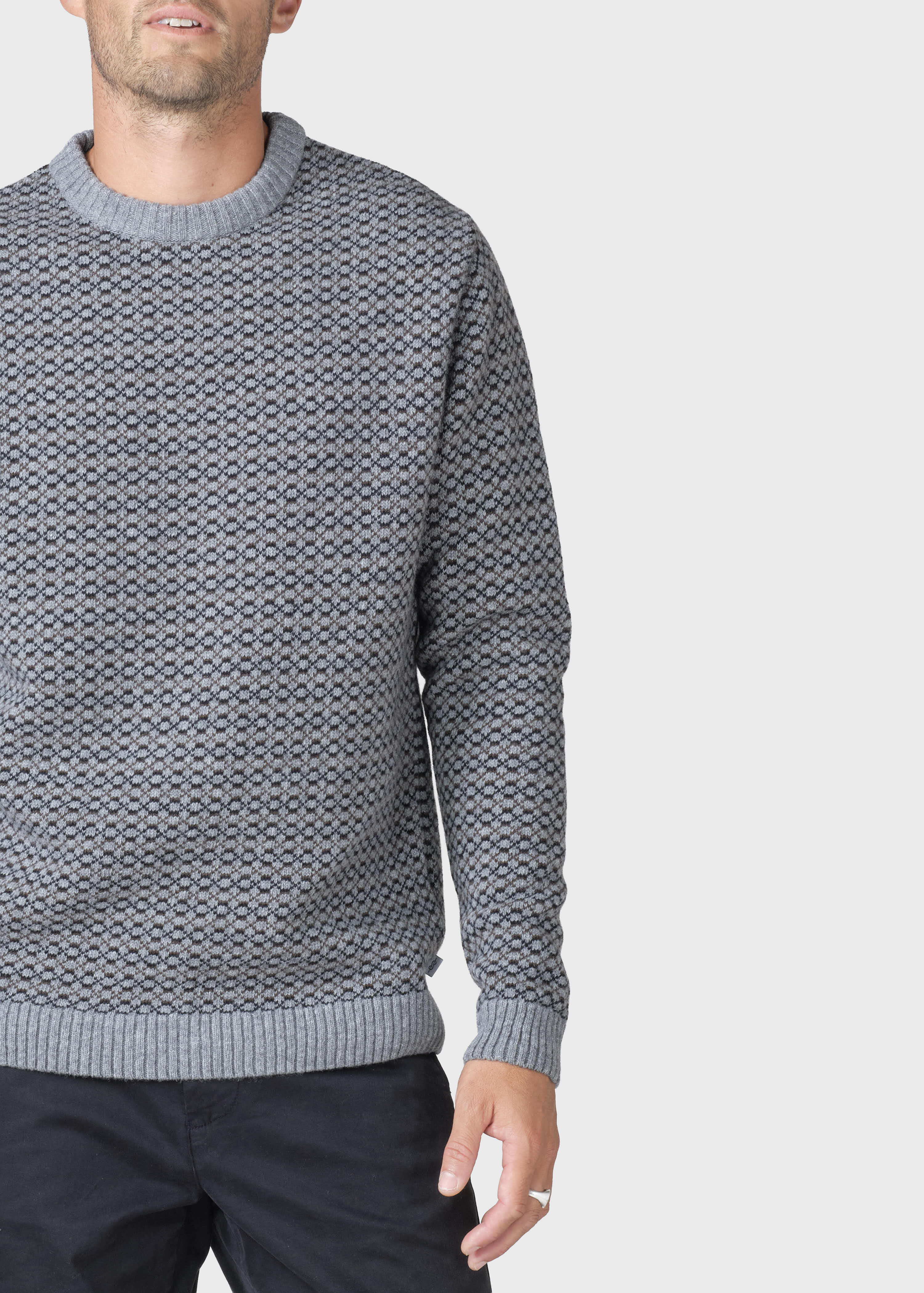 Asger Knit - Light Grey/black/taupe